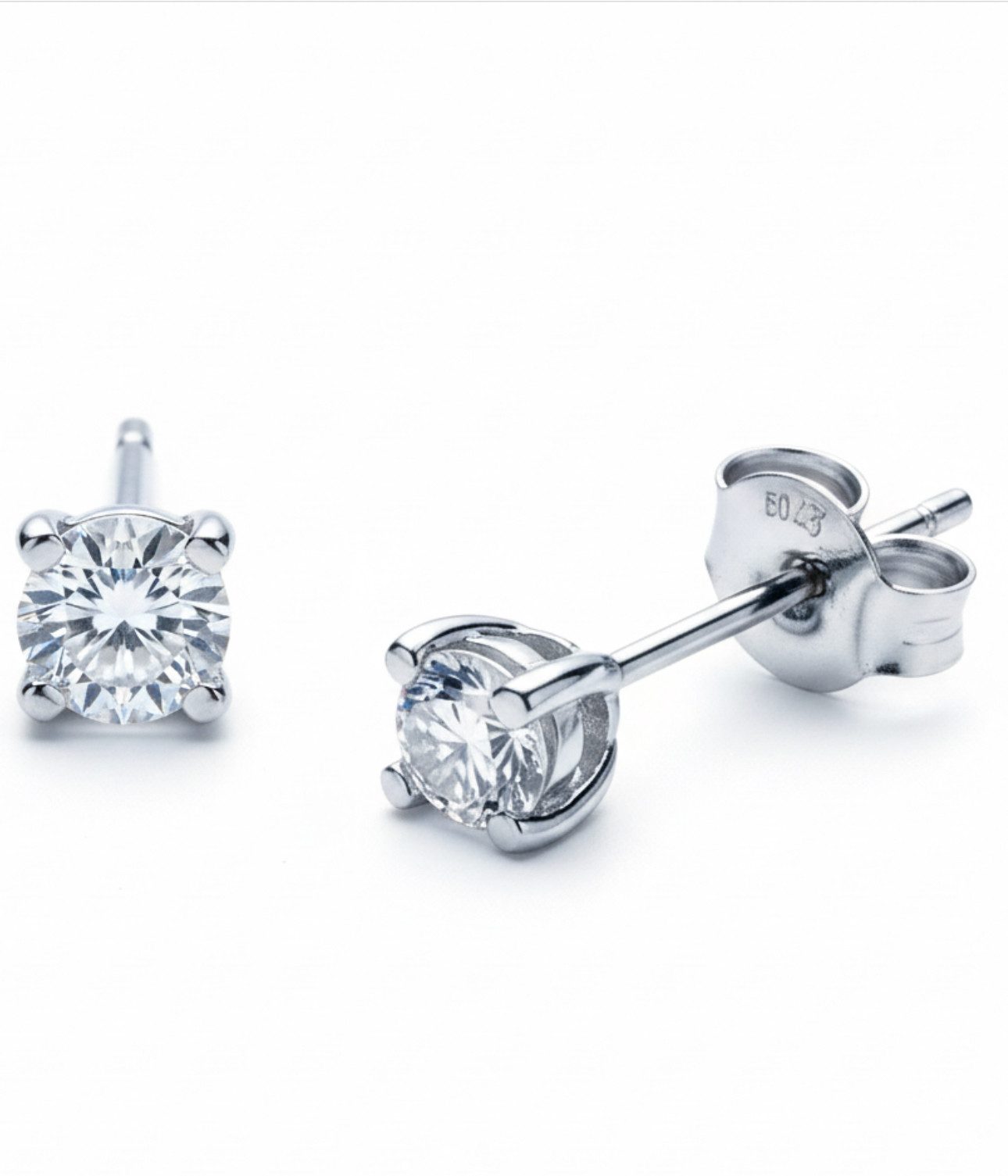 Karisma Schmuck Paar Ohrstecker 925 Silber rhodiniert mit Zirkonia – Unisex Silberstecker klassisch