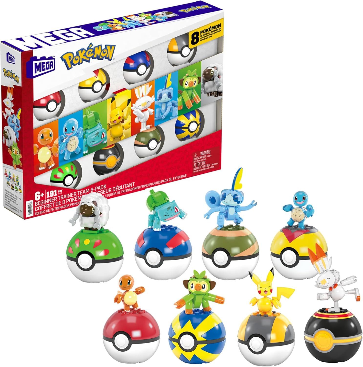 Nintendo Actionfigur MEGA Pokémon Trainerteam HTJ758 Pokébällen 6+ Pikachu Bisasam Schiggy