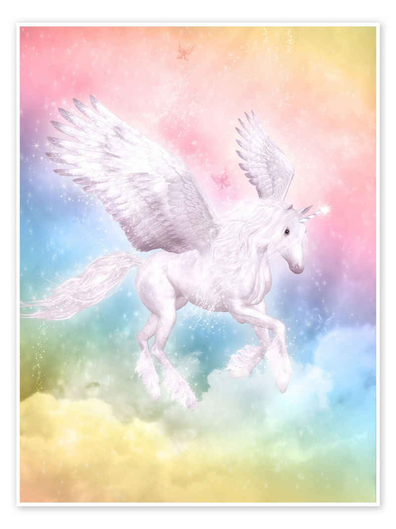 Posterlounge Poster Dolphins DreamDesign, Einhorn Pegasus, große Träume, Kinderzimmer Illustration