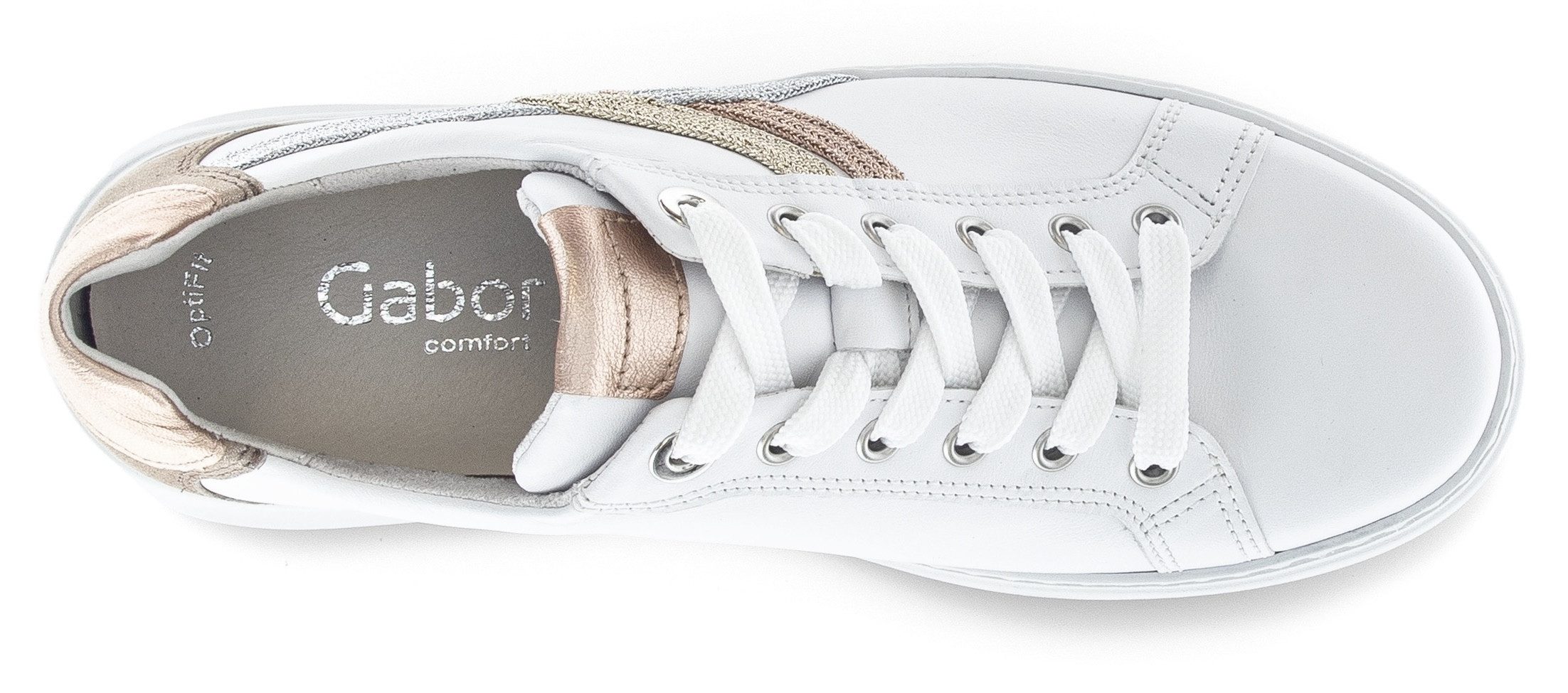 Gabor FLORENZ Plateausneaker, Freizeitschuh, Halbschuh, Schnürer, Kontrastbesätze, Weite G (weit)