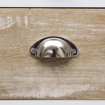 möbelando Schubkastenkommode 298523, aus Paulownia-Holz in Weiß und Holzfarbe mit 3 Schubladen und einer Tür. Abmessungen (LxBxH) 28x38x86 cm