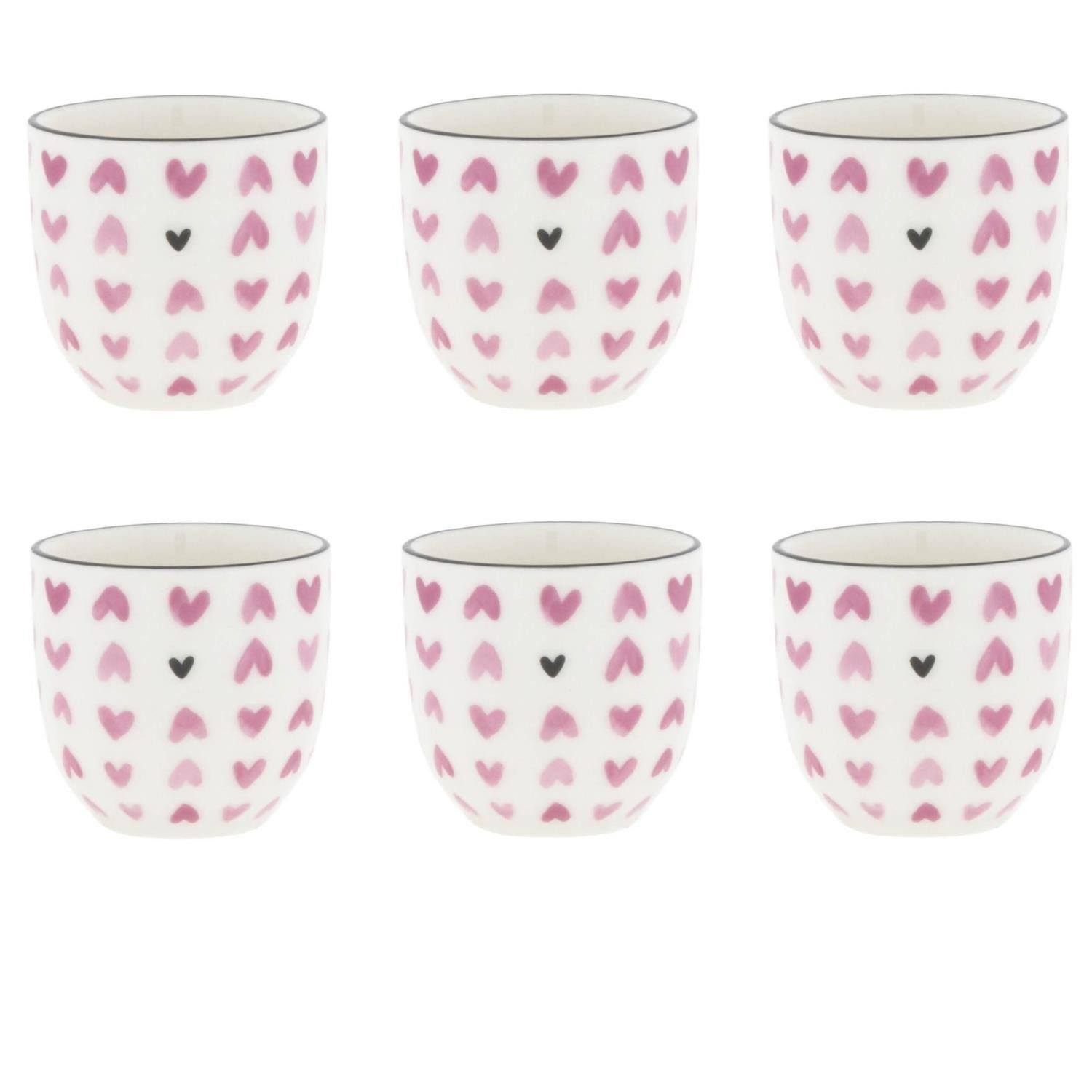 Bastion Collections Tasse Hearts all over, Keramik, Spülmaschinengeeignet, Weiß, Motiv: Herzen