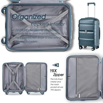 Sea choice Kofferset Zwei integrierte TSA Zahlenschlösser pro Koffer, 4 Rollen, 4tlg Handgepäck Trolley mit Beautycase Hartschalen Polypropylene
