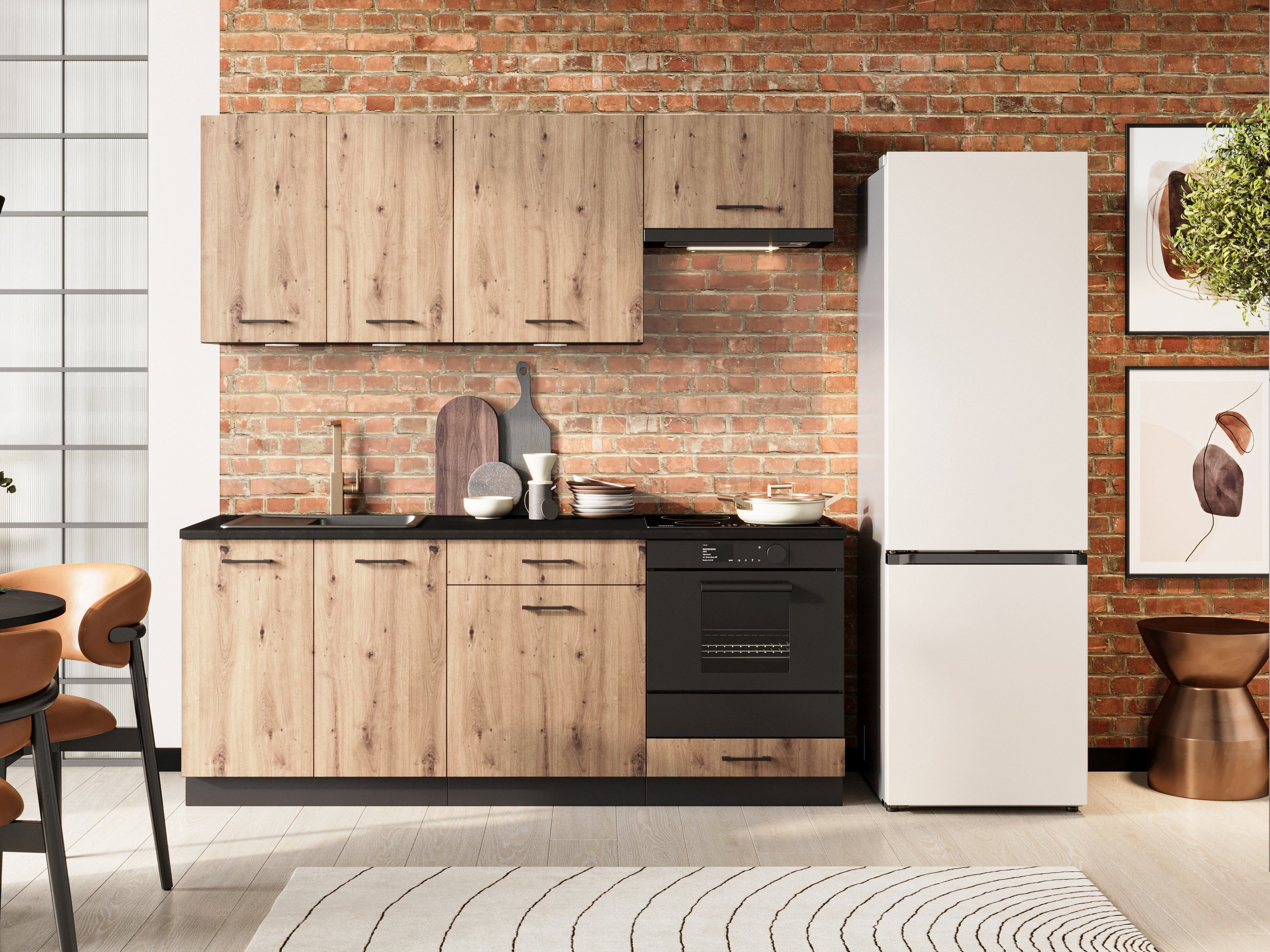 Möbel für Dich Küchenzeile Moderne Einbauküche ANIKA 200 cm, 6-teilig