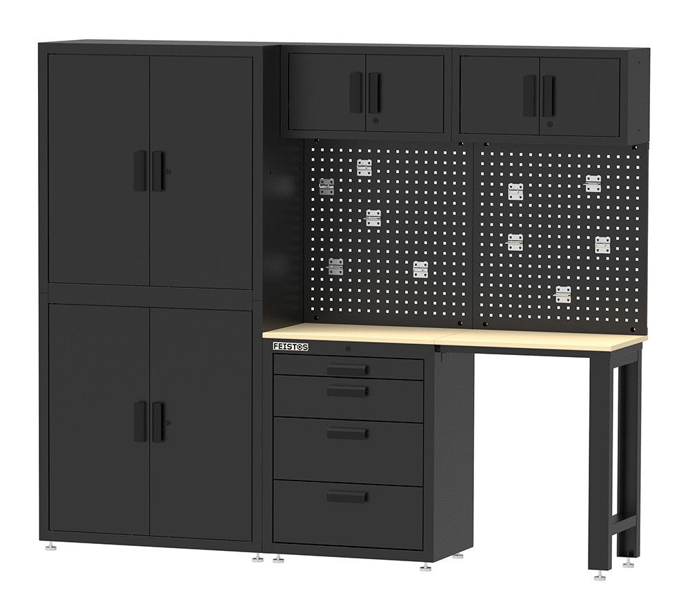 FEISTOS Werkbank Monos, (1-tlg), höhenverstellbar, abschließbare Elemente, LxBxH 46x228x190 cm
