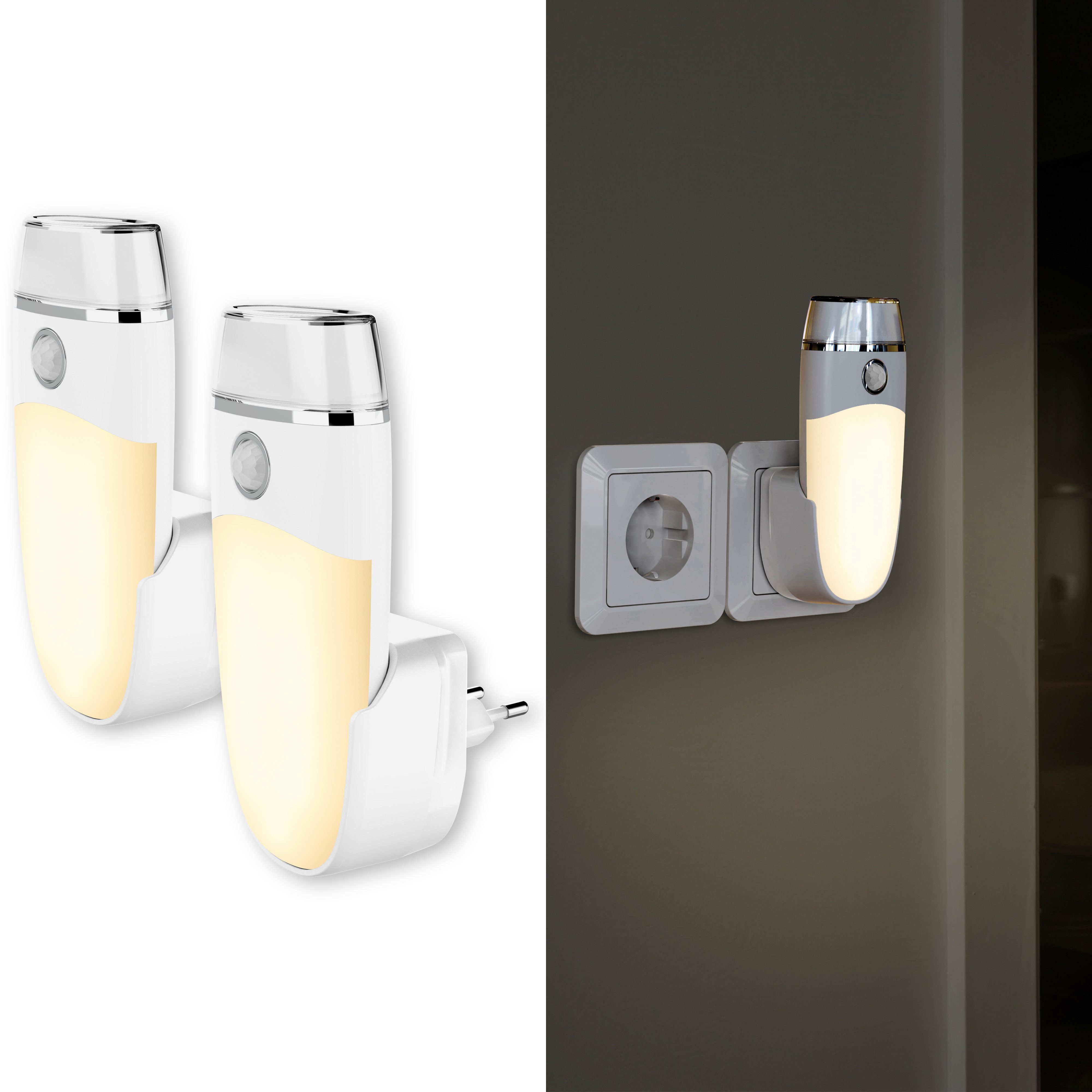 Northpoint Bewegungsmelder LED Orientierungsleuchte 2er-Set Induktionsladung & Notlicht