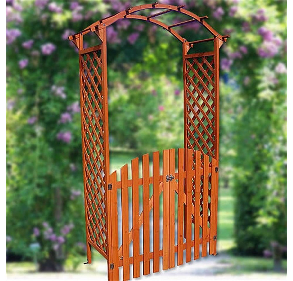 Thumbnail - Feel2Home Rosenbogen Rosenbogen mit Tür Spalier Pergola Rankgitter Torbogen versch. Farben, Edelstahl-Scharniere