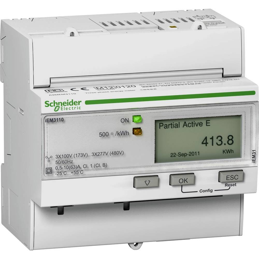 cemon Stromverbrauchszähler Energiezähler IEM3110 3P+N 63A Puls Mid A9MEM