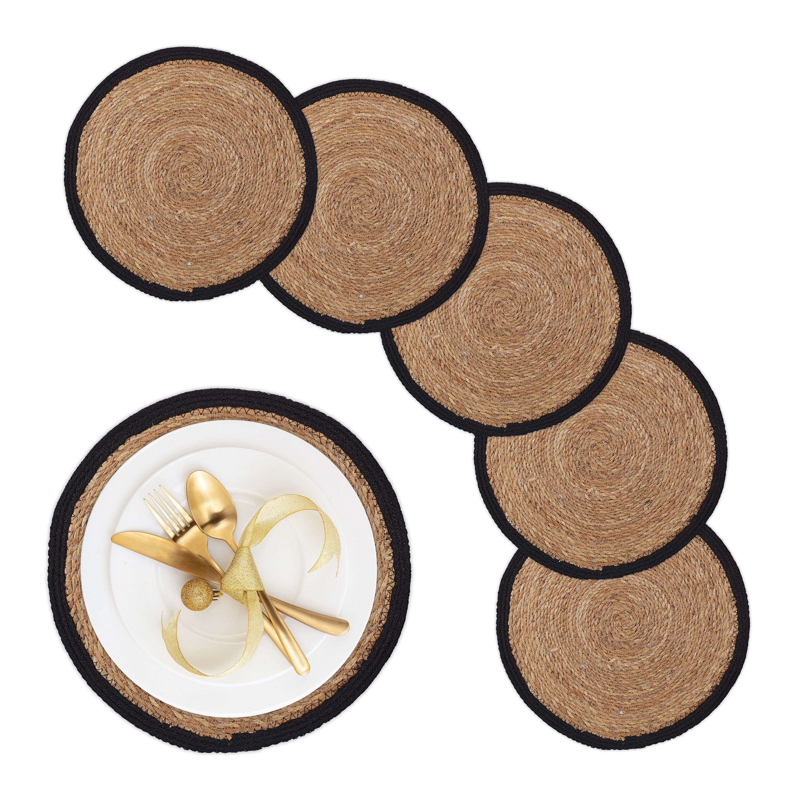 relaxdays Platzset Tischset 6-teilig Wasserhyazinthe günstig online kaufen