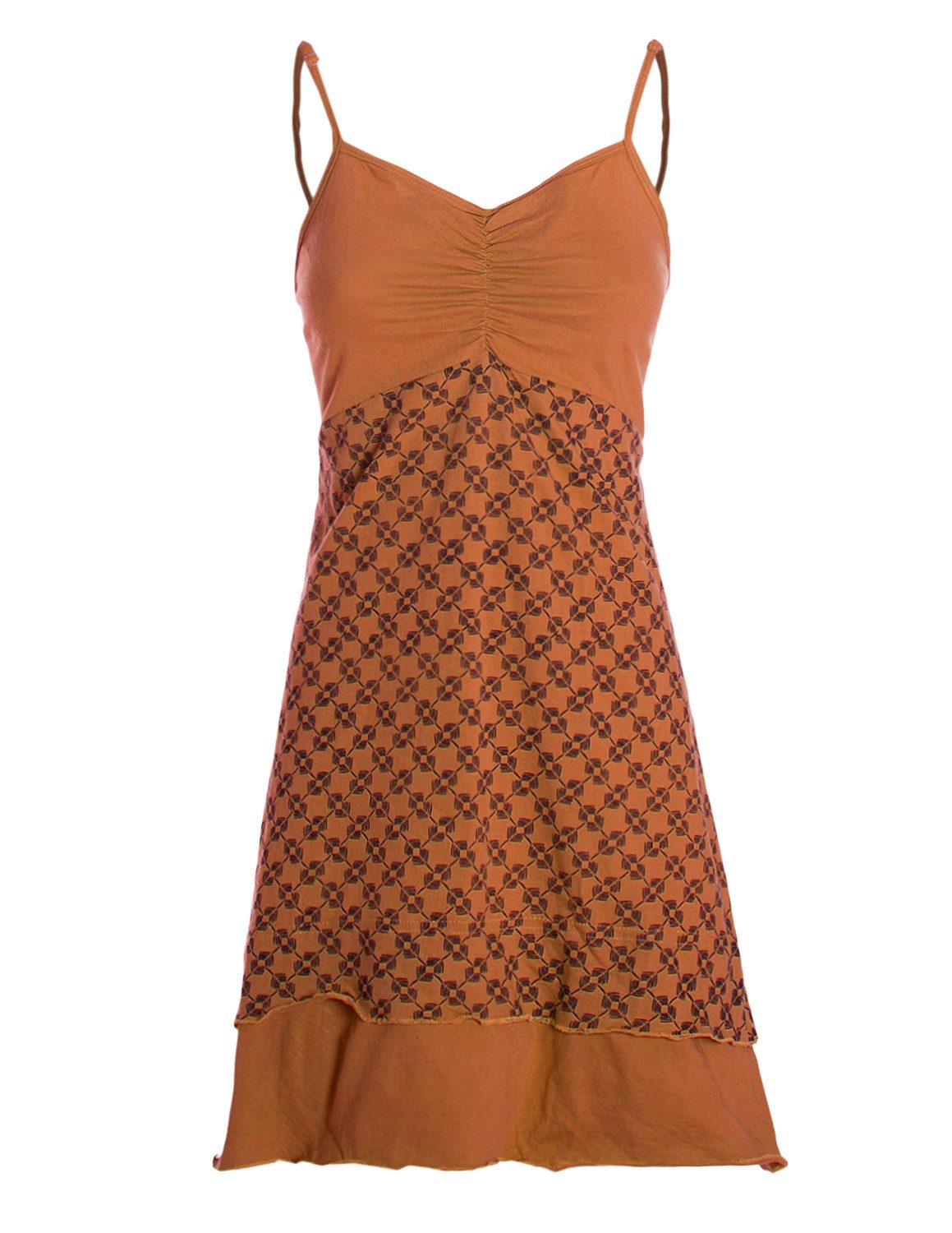 Vishes Sommerkleid Damen Babydoll Spaghettiträger bedruckt Baumwolle Alternative Mode, Boho, Hippie, Ethno, Festival