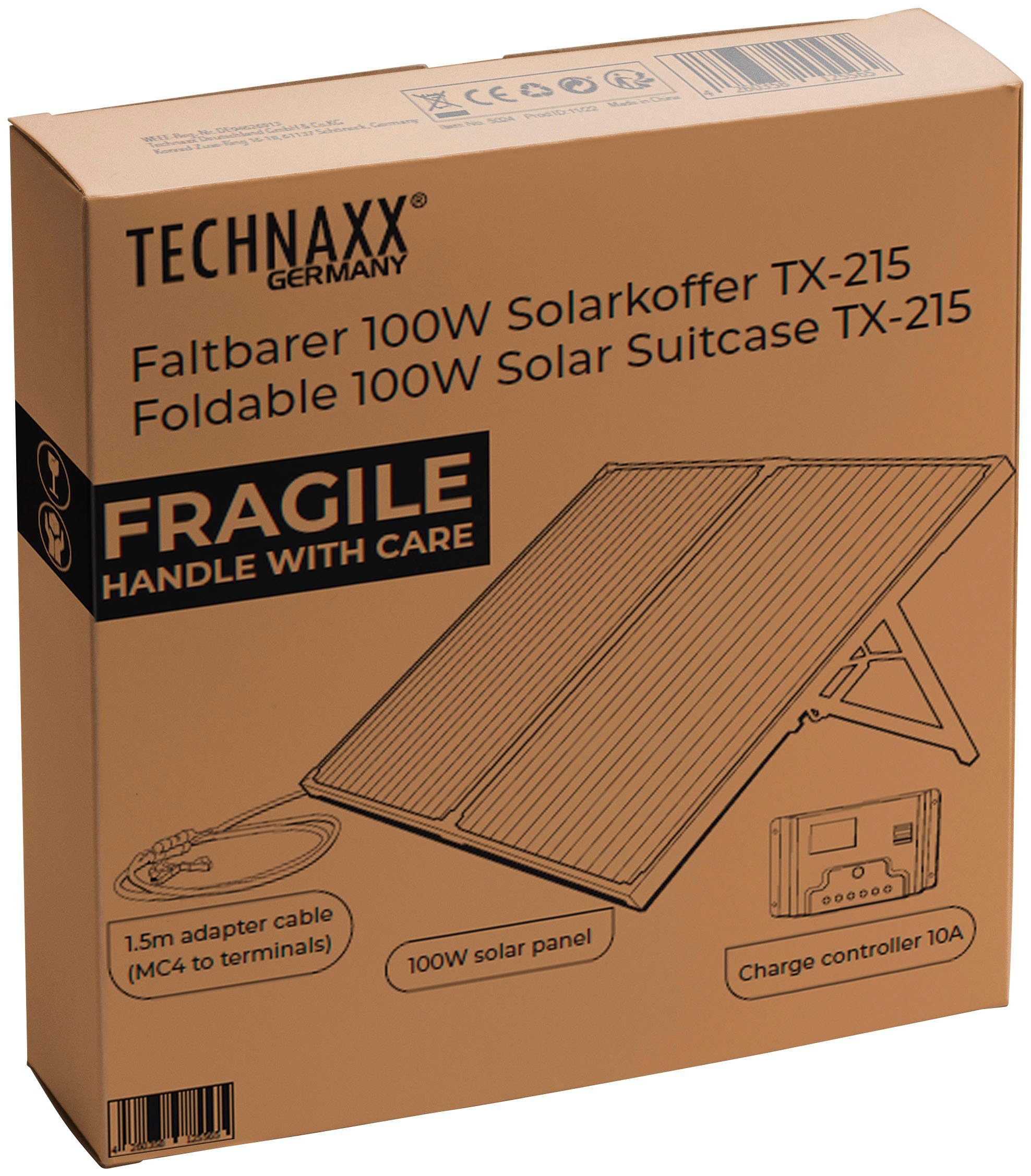 Technaxx Laderegler Monokristallin, TX-215, 100 mit Solarmodul W,