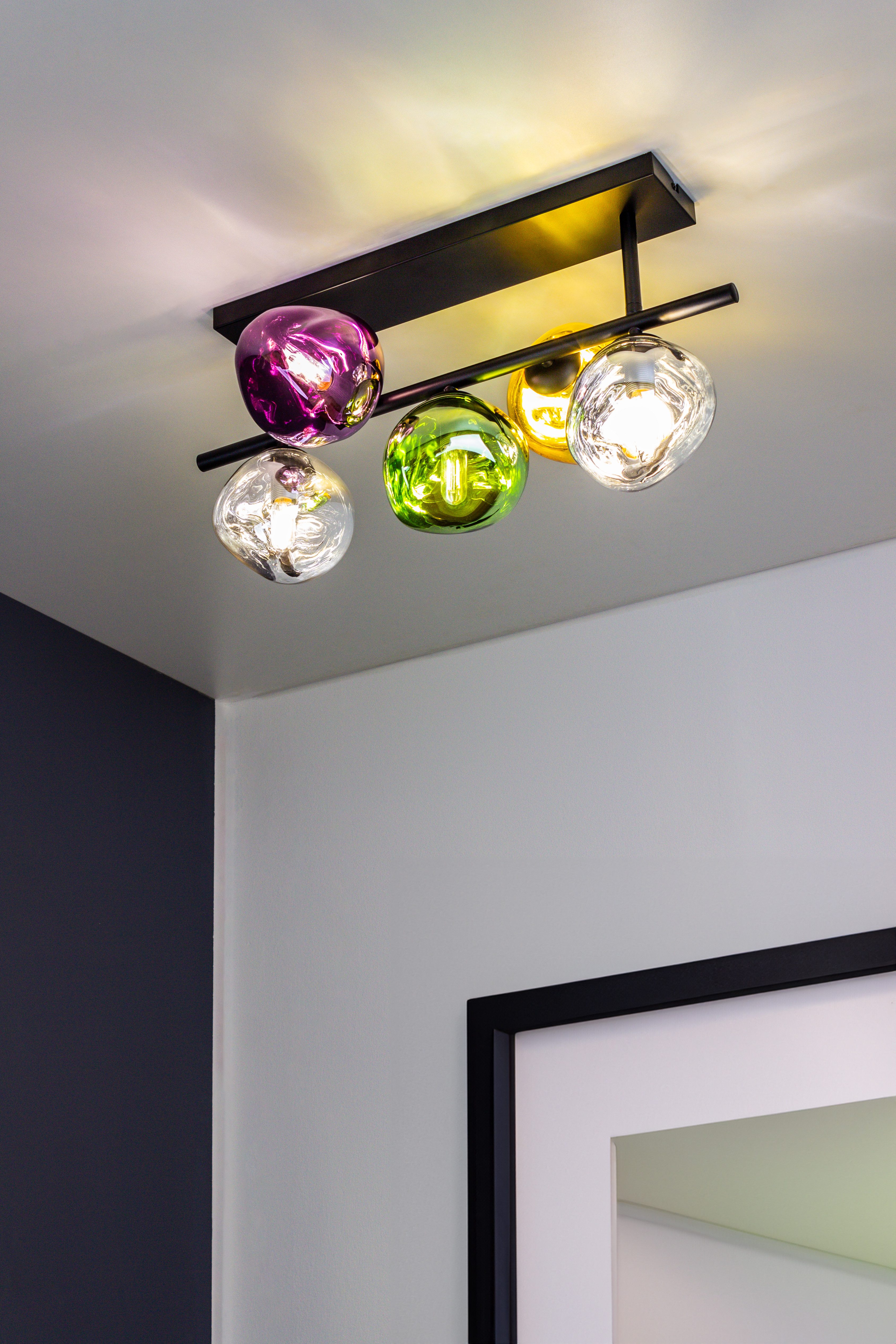 Deckenleuchte Canopus, multicolor, fünfflammig, Glas, E14 günstig online kaufen
