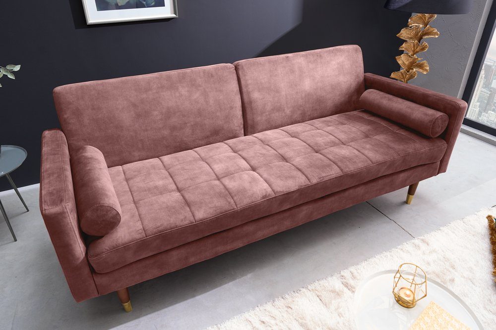 COUTURE Schlafsofa Teile, · riess-ambiente / 196cm · Wohnzimmer Microvelours 1 braun, Bettfunktion Einzelartikel altrosa