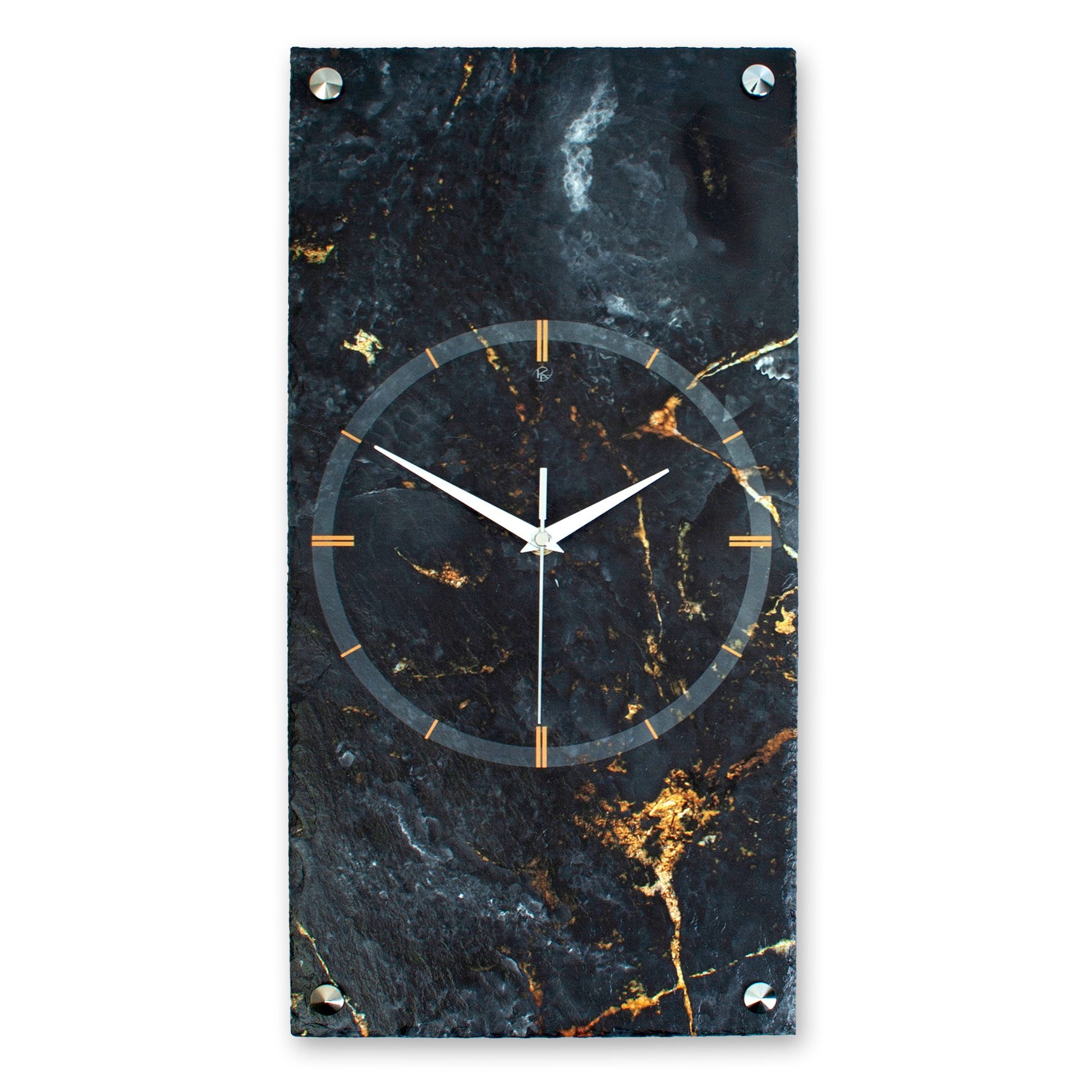 Kreative Designer-Wanduhr (Beton) Gold oder modern) & ohne außergewöhnlich, Marble“ Quarzuhrwerk; Stein „Black Wanduhr (Funk- elegant, Feder Ticken; aus