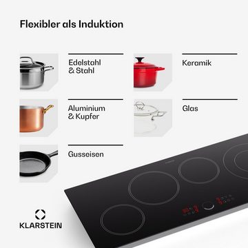 Klarstein Induktions-Kochfeld CP4-Virtu-90BK-Slim CP4-Virtu-90BK-Slim, Kochfelder Hob 4 Zonen Glaskeramik Touch