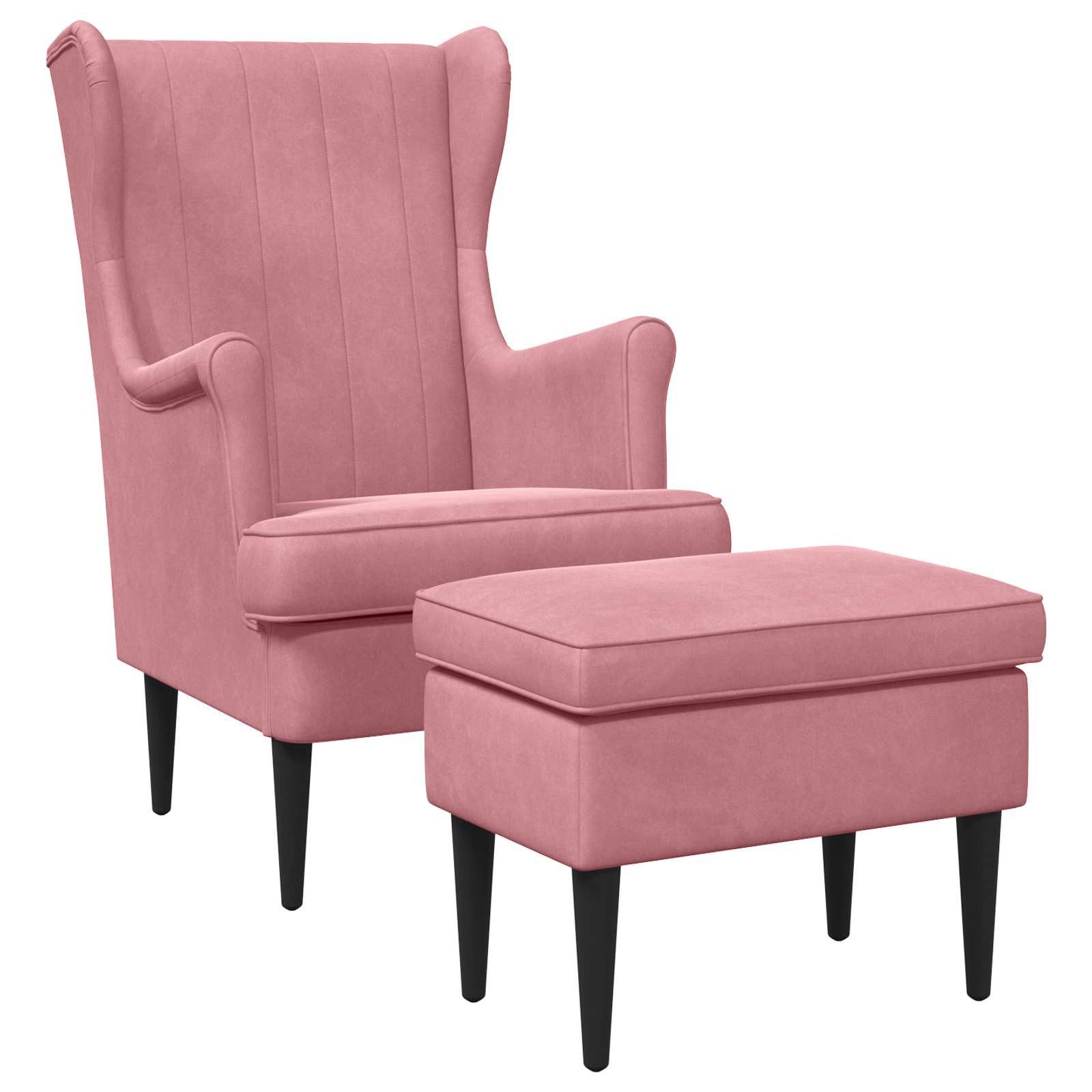 vidaXL Gartenlounge-Set Sessel mit Fußhocker 2 stk. Rosa Samt, (2-tlg)