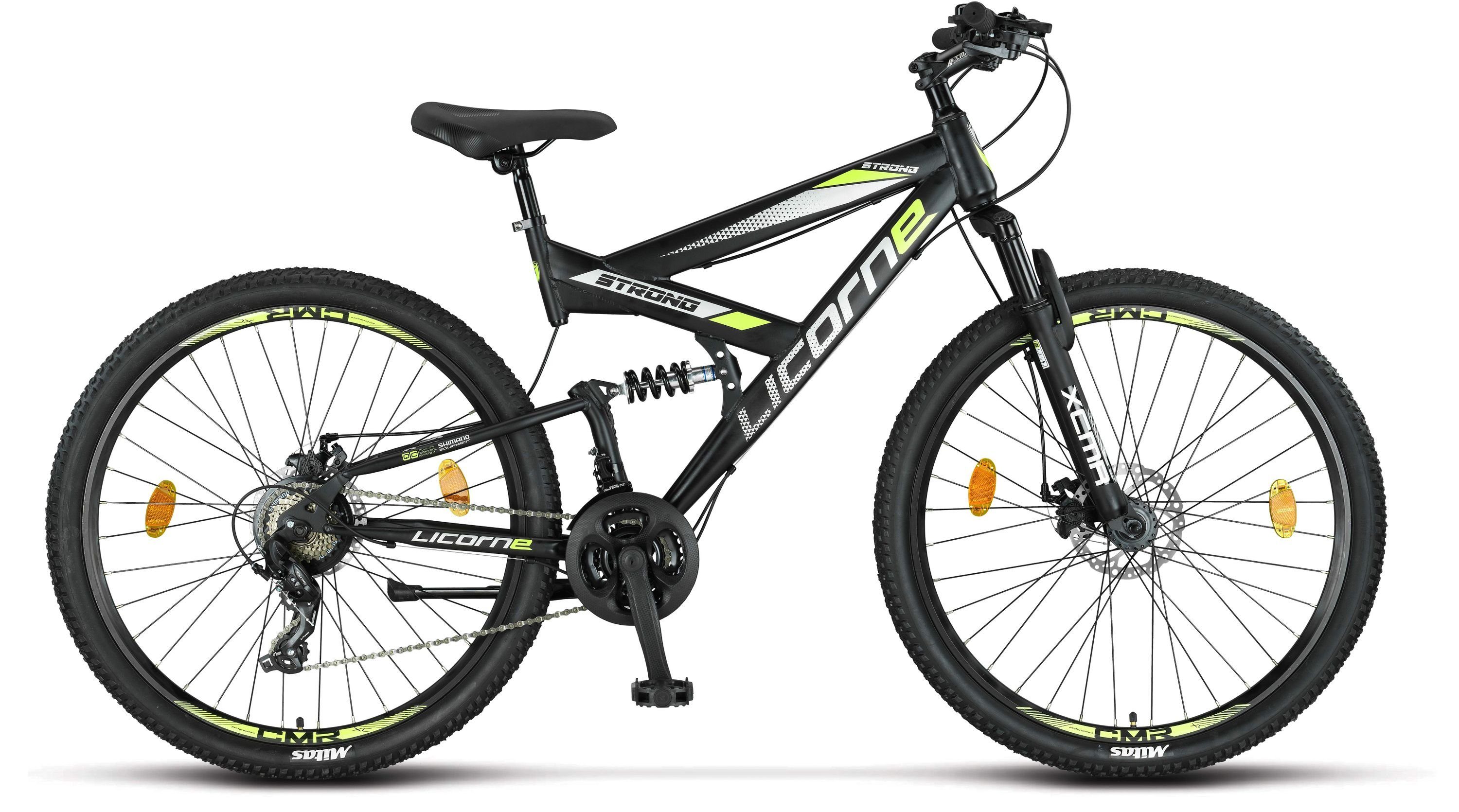 26, Licorne Schwarz/Lime Zoll in 27,5 29 Premium Bike und Mountainbike Strong 2D Mountainbike Licorne Bike