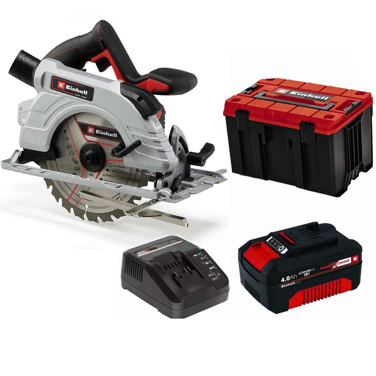 Einhell Akku-Handkreissäge Handkreissäge TP-CS 18/190 Li BL- 18V +Akku 4.0 Ah +Ladegerät + Koffer