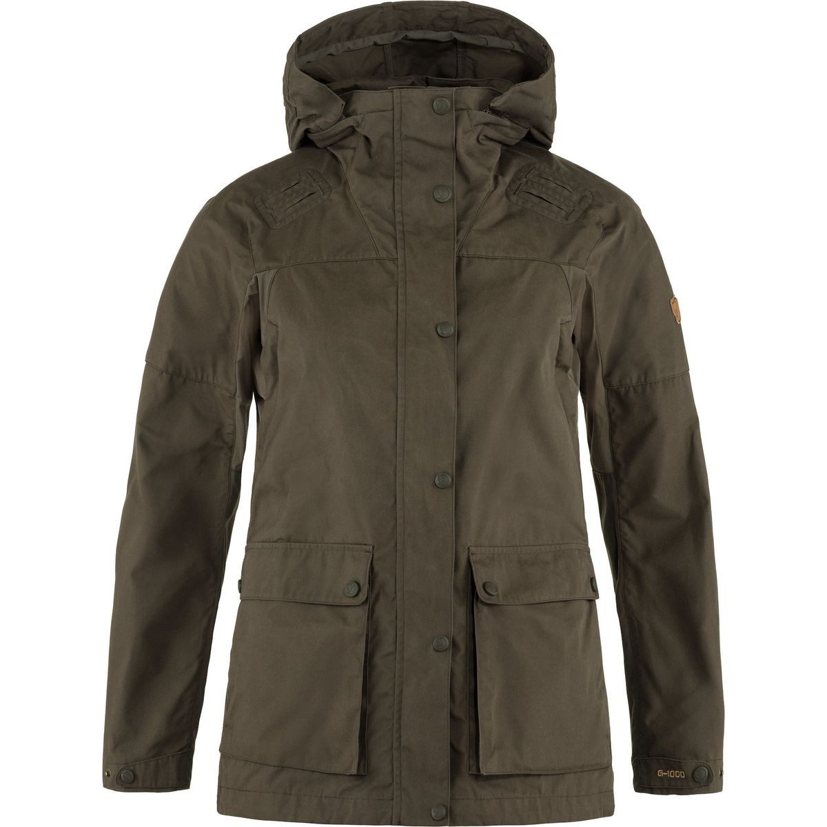 Fjällräven Softshelljacke Forest Hybrid Jacket W Funktionale Damenjacke mit verstellbarer Kapuze, winddichtem Material