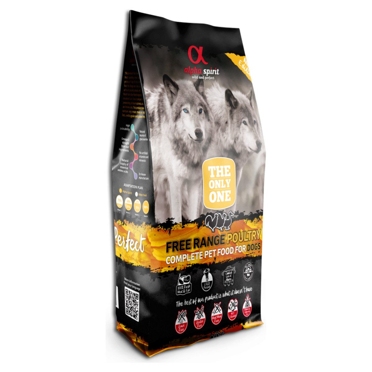 Alpha Spirit The Only One Freiland-Geflügel 12 kg, Trockenfutter für: Hund