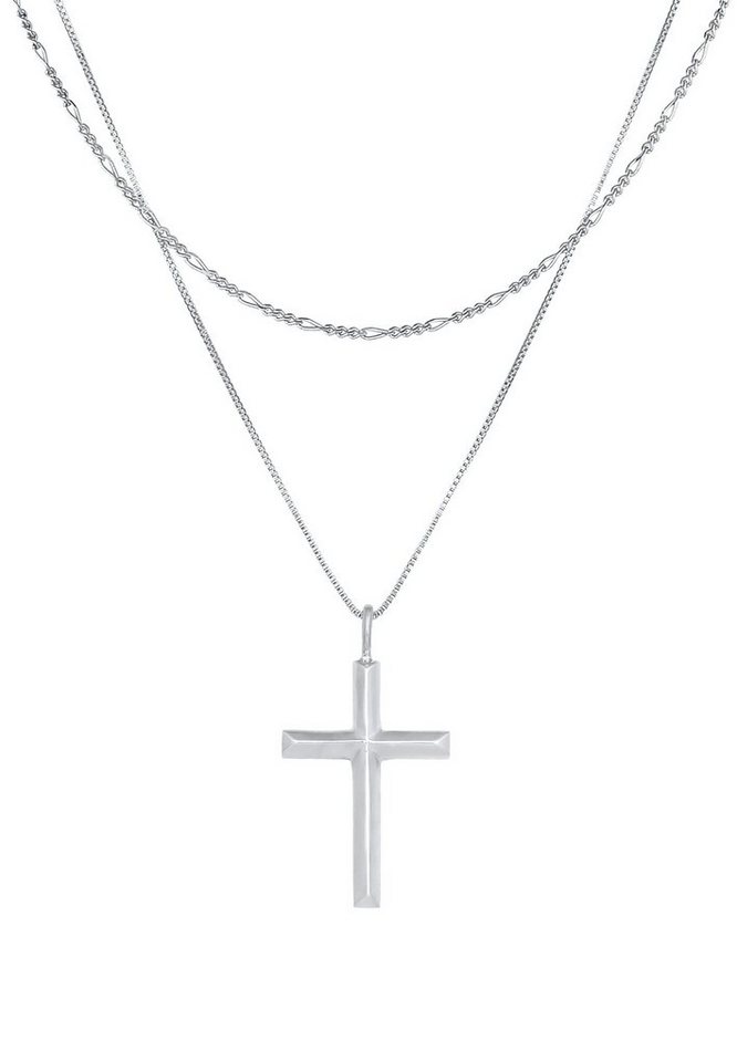 Layer Herren Anhänger Kreuz Religion Kreuz Kette 925 Silber, mit Kuzzoi