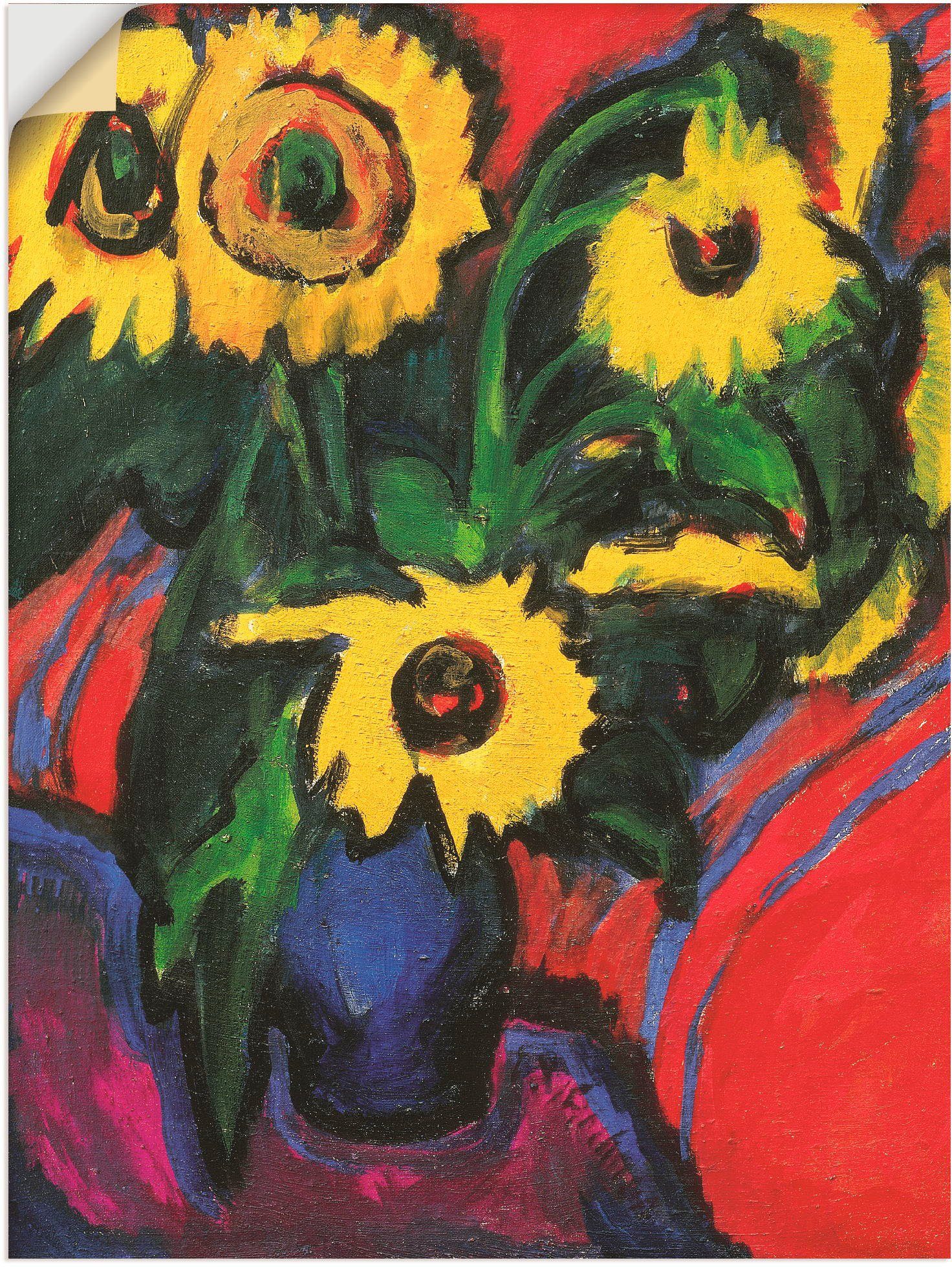 als Wandbild Wandaufkleber (1 Artland Blumen versch. Leinwandbild, 1909/18, Größen Poster Sonnenblummen. oder St), in