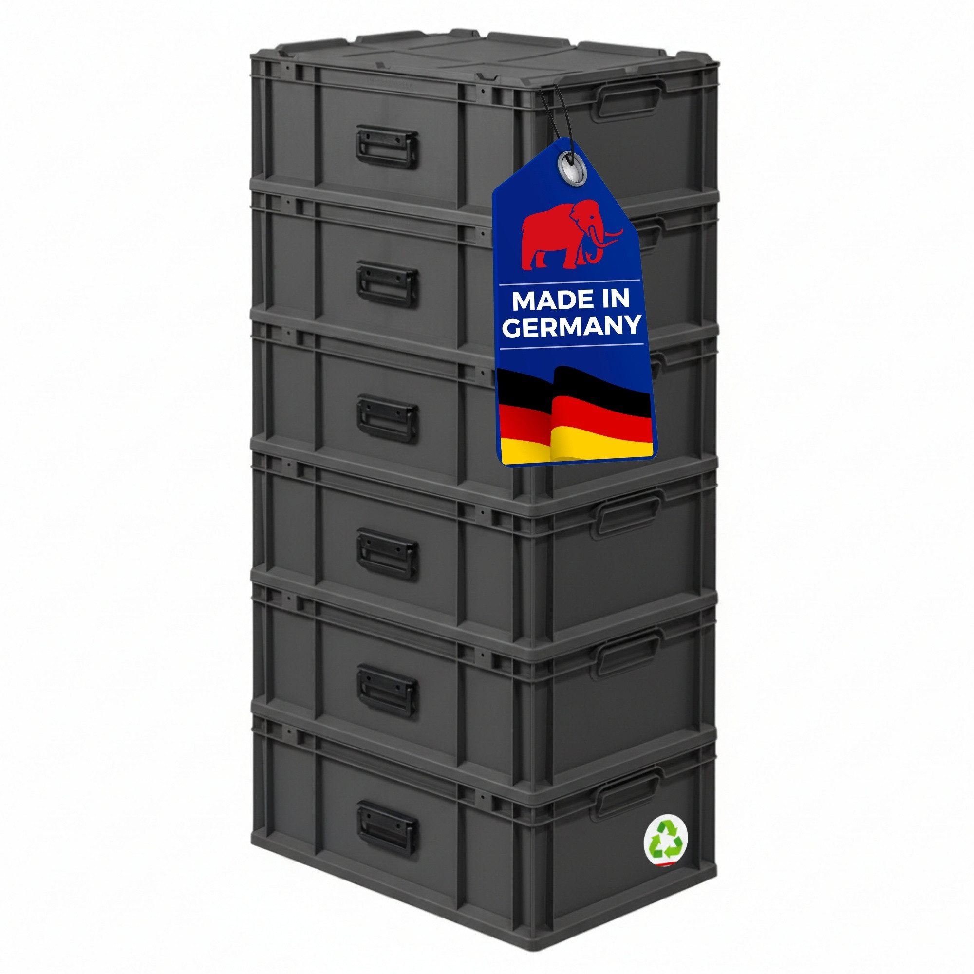 PROREGAL® Stapelbox SuperSparSet Eurobox NextGen Portable, Verschiedene Größen/Mengen (SparSet, 6 St., Eurobox mit Scharnierdeckel, Deckelverschluss und Koffergriff), Eurobehälter, Transportbox, Transportbehälter, Stapelbehälter