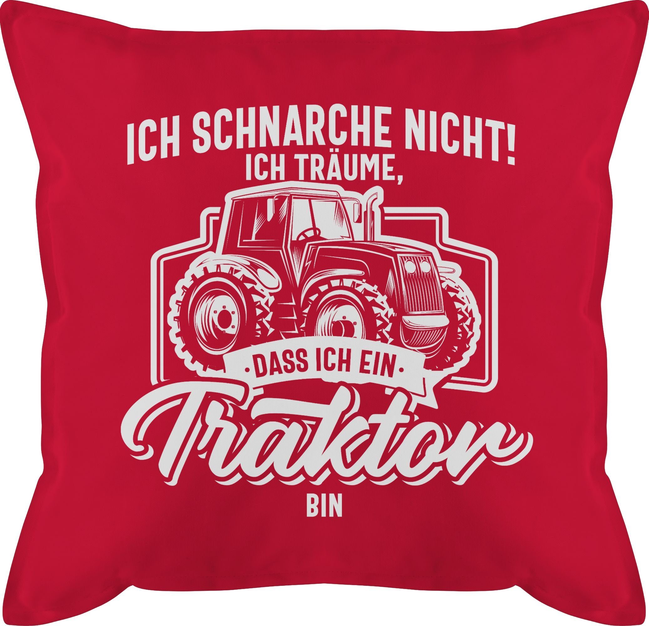 ich träume bin Traktor 3 ein weiß, ich schnarche Shirtracer Traktor Ich Rot nicht dass Dekokissen