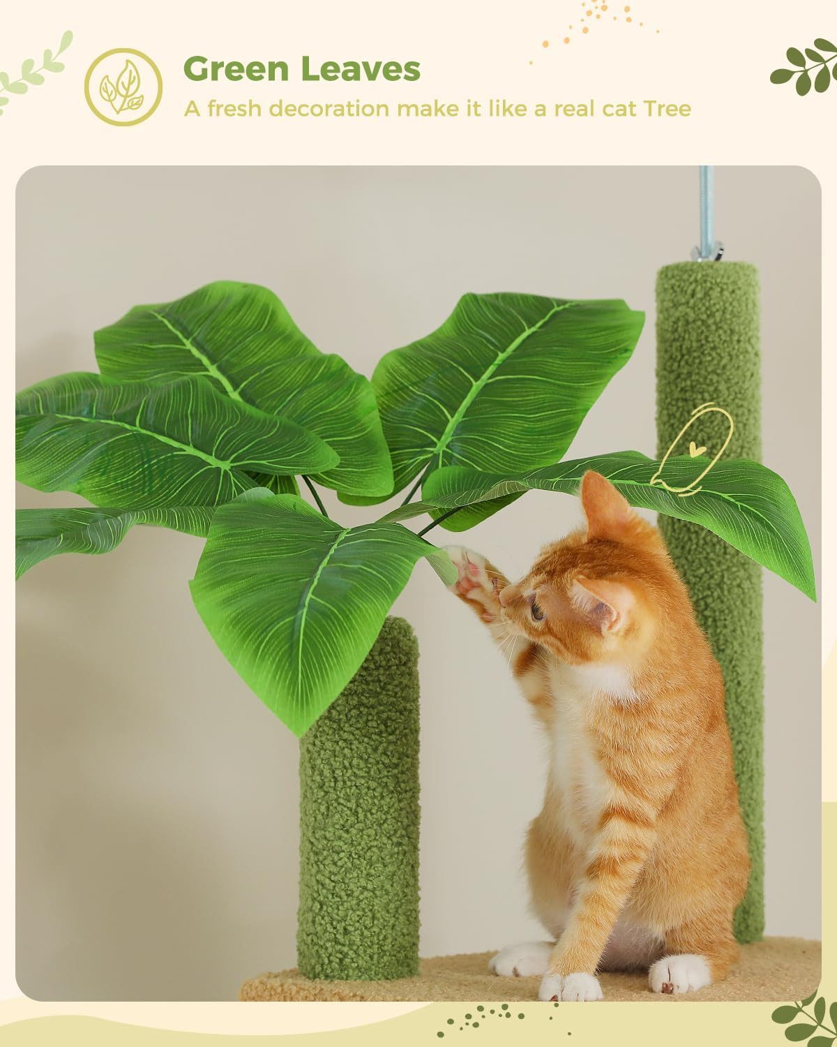 Purpurra Kratzbaum Höhenverstellbar mit Blättern/Champignon, Hängematte, 135/ 230 cm