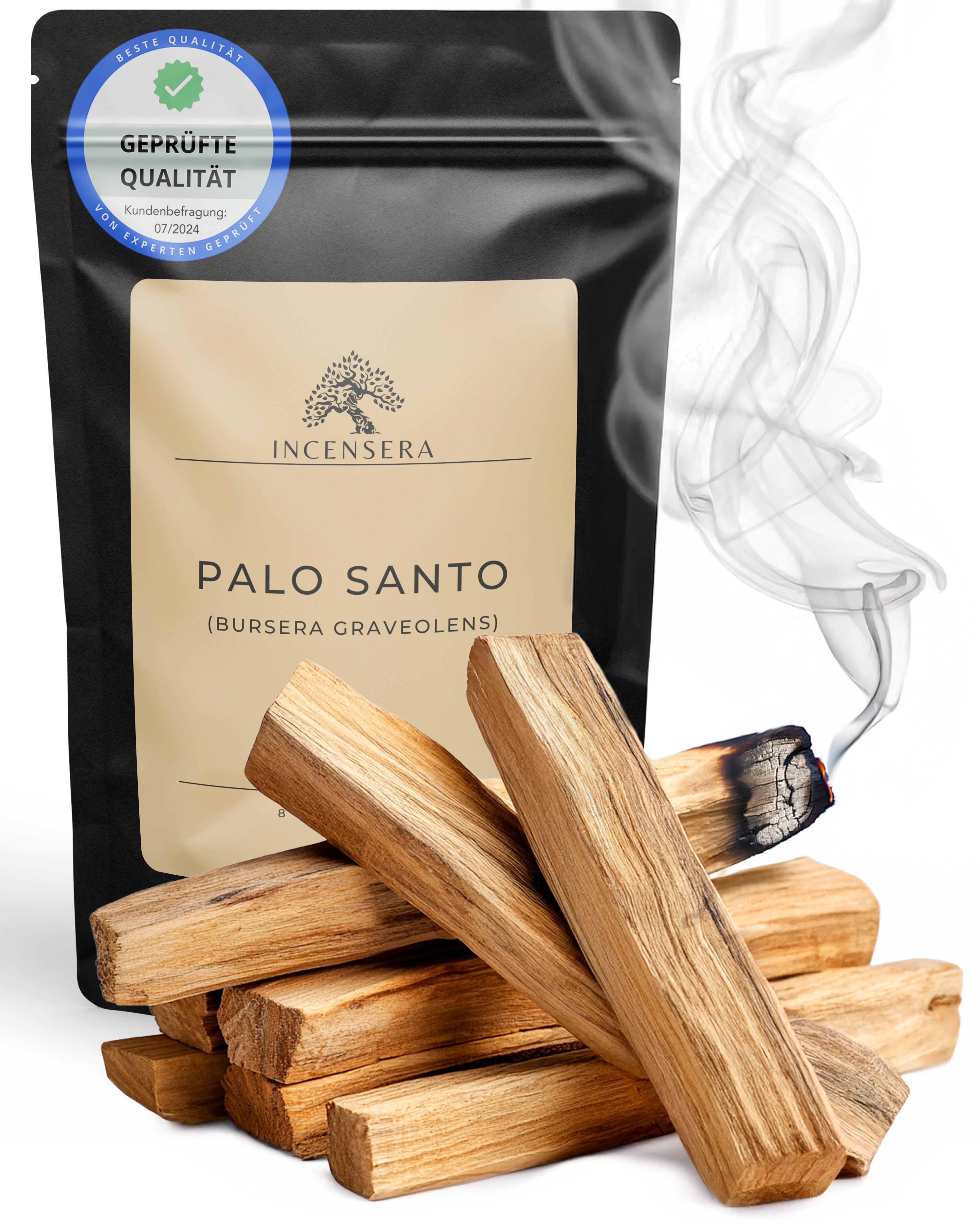 Incensera Räucherstäbchen-Halter Palo Santo Räucherholz - 8 Duftholz Sticks 10 cm für Ausräuchern Holz, (8 St), reines Palo Santo