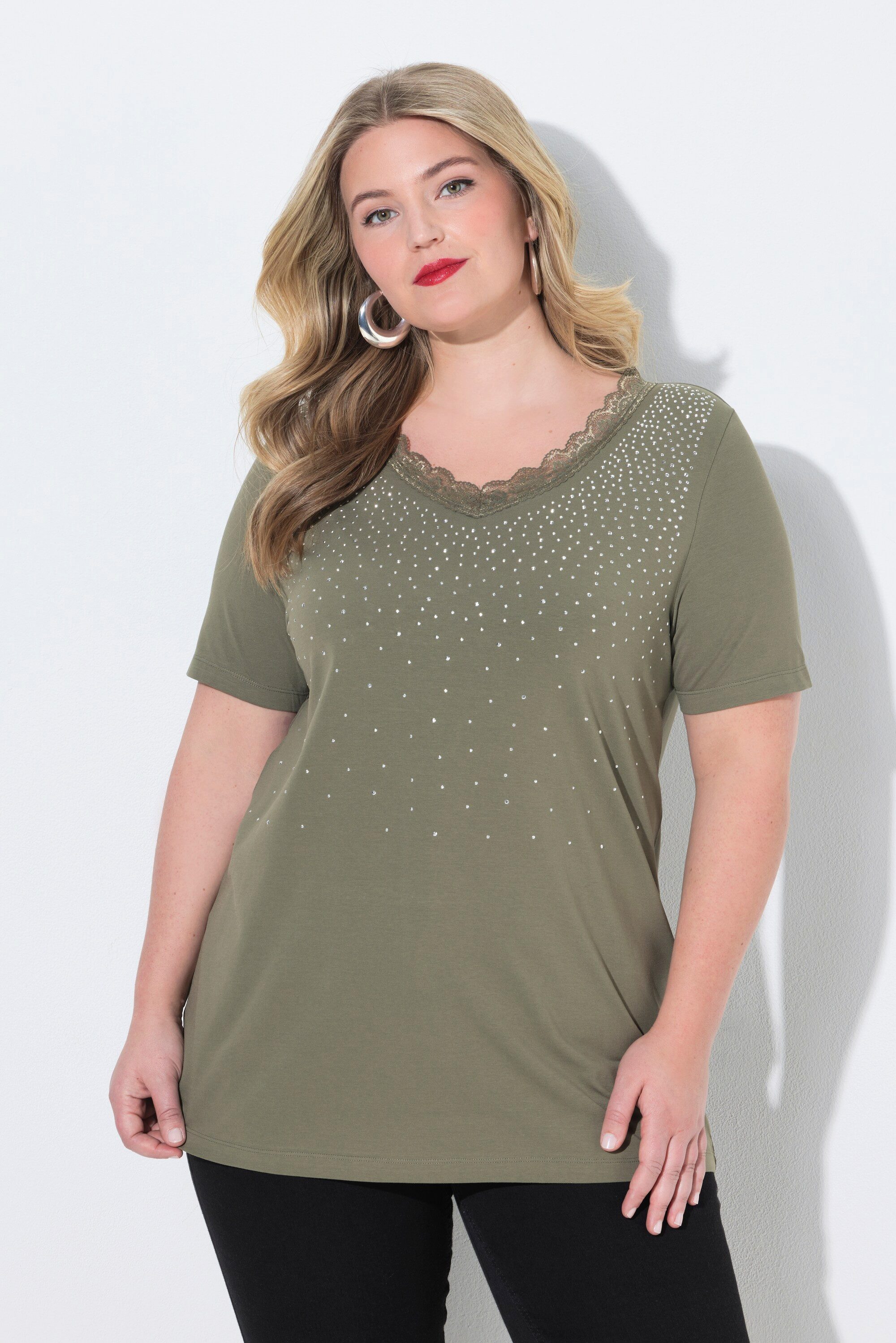 MIAMODA T-Shirt T-Shirt bequeme Passform Glitzersteinchen-Verlauf