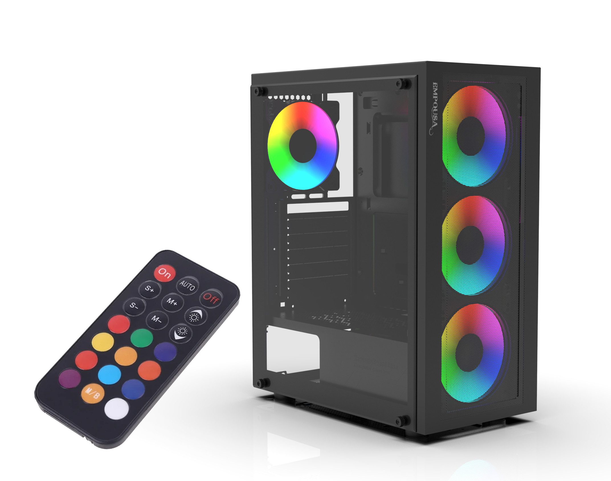 INCA Gaming-Gehäuse Empousa EMG-15XN Gaming PC Gehäuse Computer Glasscheibe 4x ARGB Lüfter