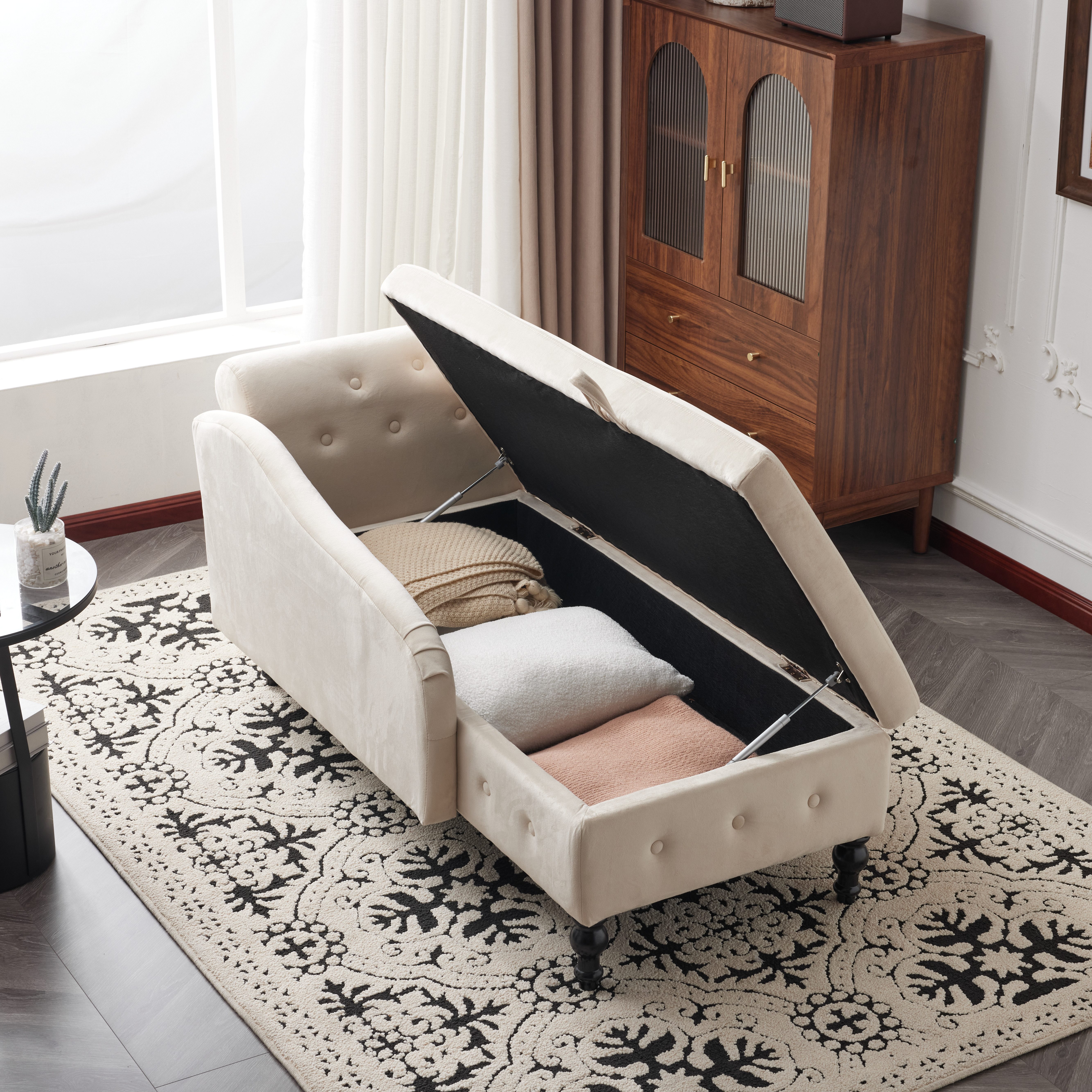 Odikalo Chaiselongue Relaxsessel Freizeitstuhl Loungesofa mit Schlaffunktion & Stauraum, mit Kissen für das Wohnzimmer moderner Loungesessel mit Nagelkopfbesatz und Knopfheftung Schlafzimmer und Büro rechte Armlehn