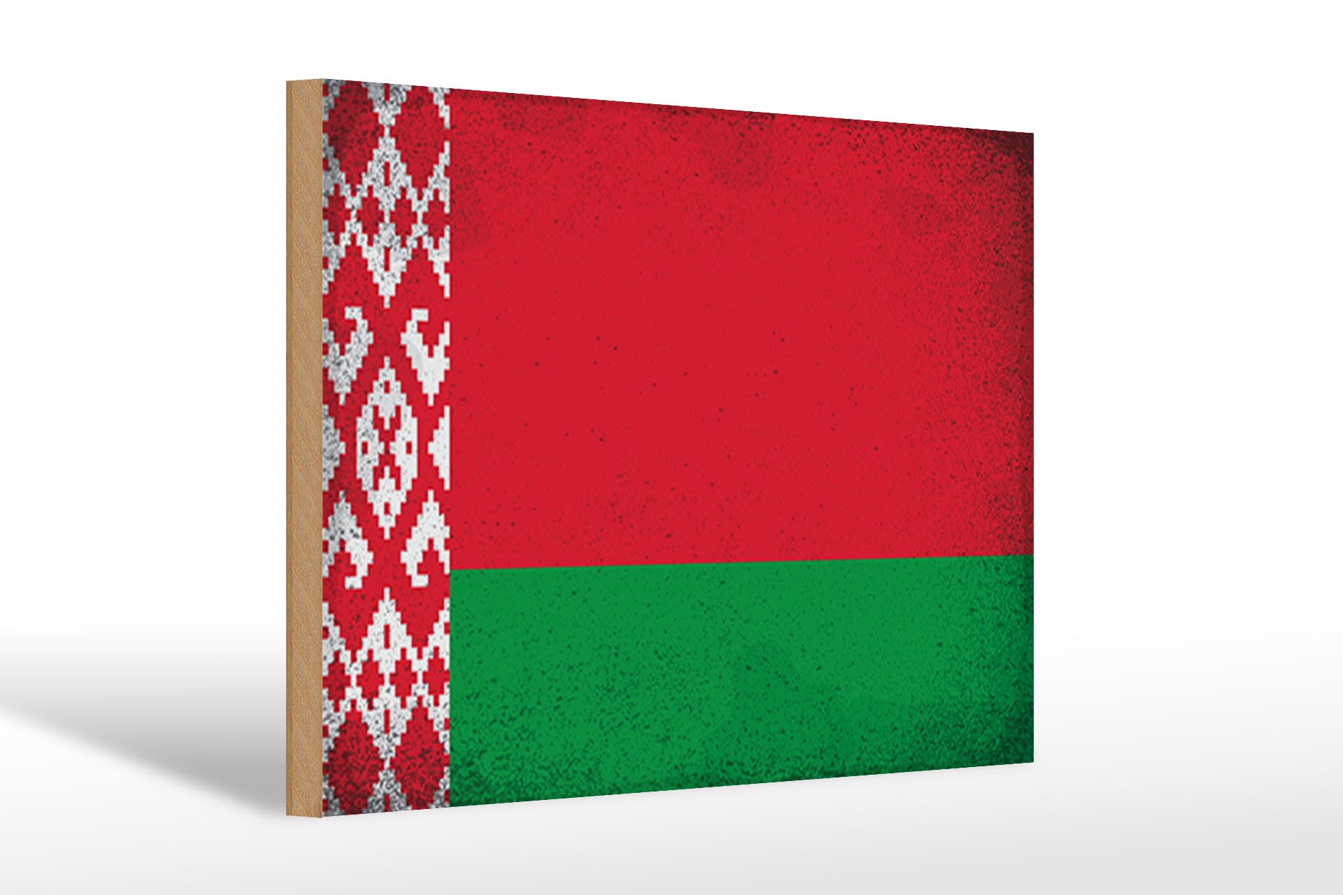 Femer GmbH Holzbild Flagge Weißrussland 30x20cm Belarus Vintage, Flaggen (1 St), Glatte Holzfaserplatte (MDF), vorn beschichtet