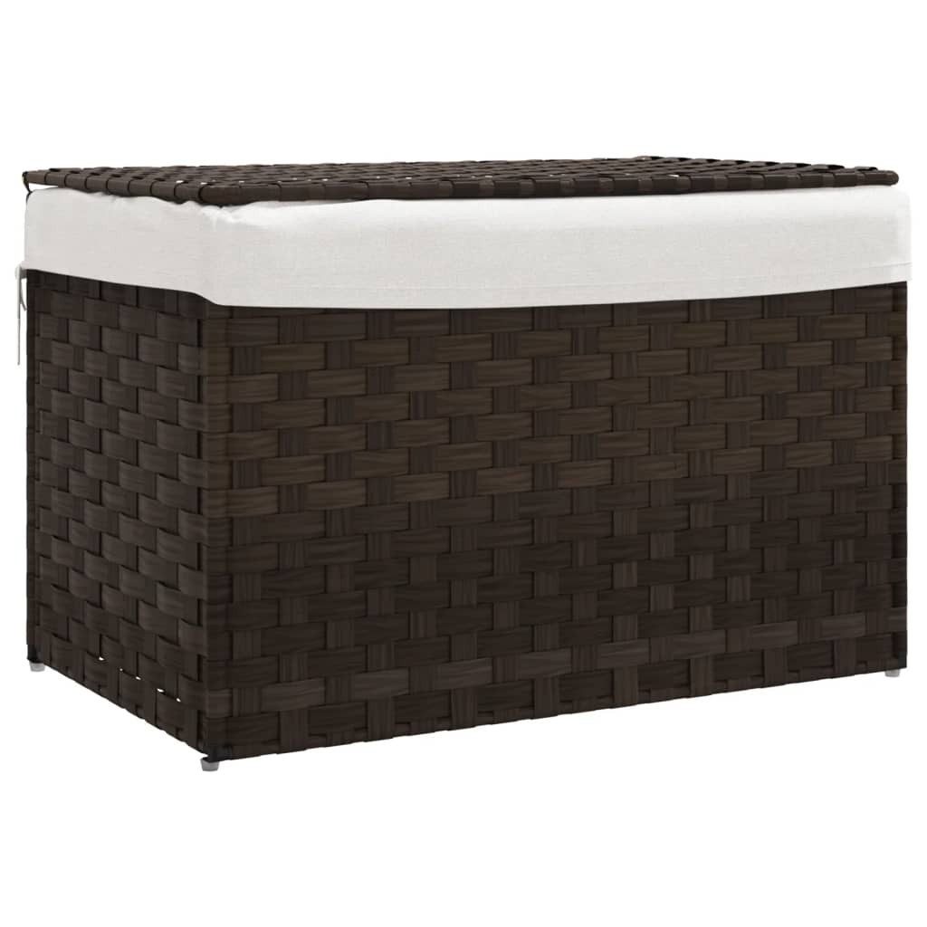 furnicato Wäschekorb aus PE-Rattan Dunkelbraun 55,5 x 35 x 34 cm (1 St)
