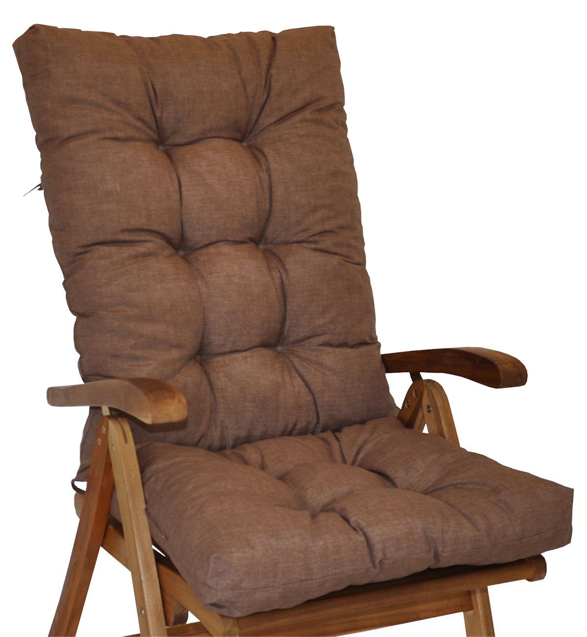 Rattani Hochlehnerauflage Polster für Gartenstuhl Hochlehner Auflage Gr. 120 x 50 cm Dunkelbraun