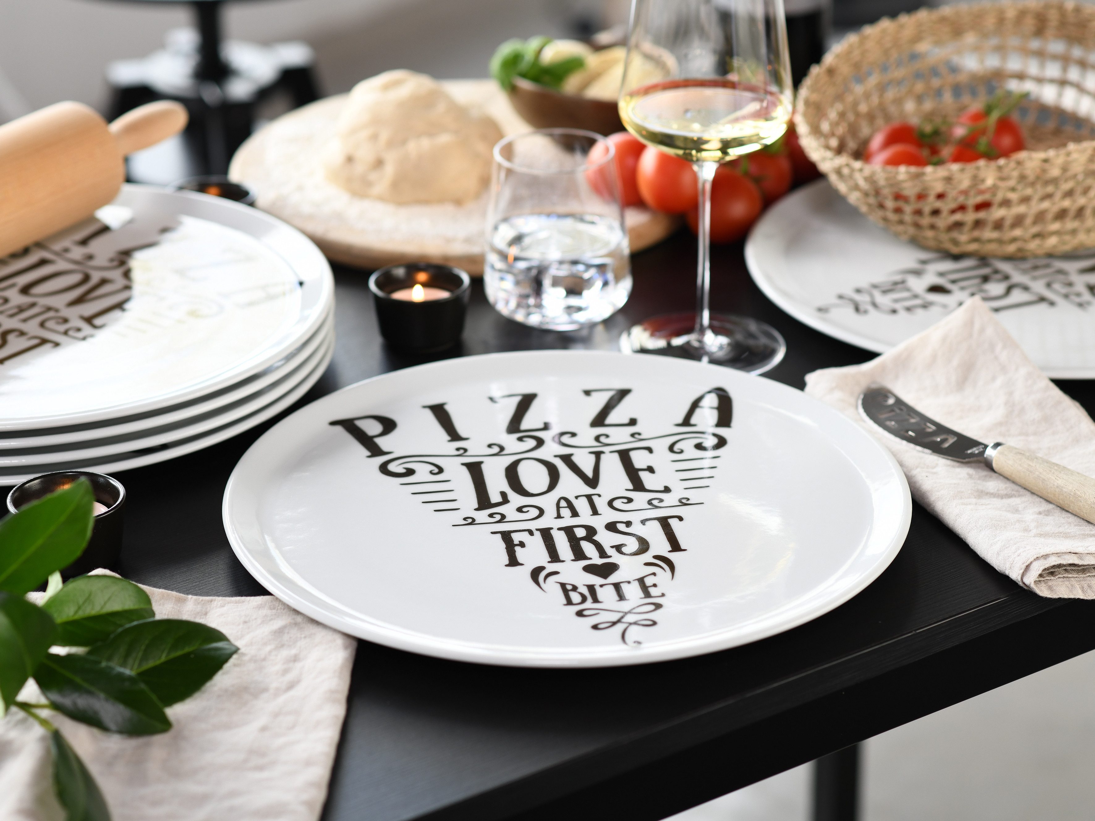 CreaTable Pizzateller Europa In Love, Pizzateller 33 cm 6-tlg, (6 St), Teller Set, Europäische Qualität