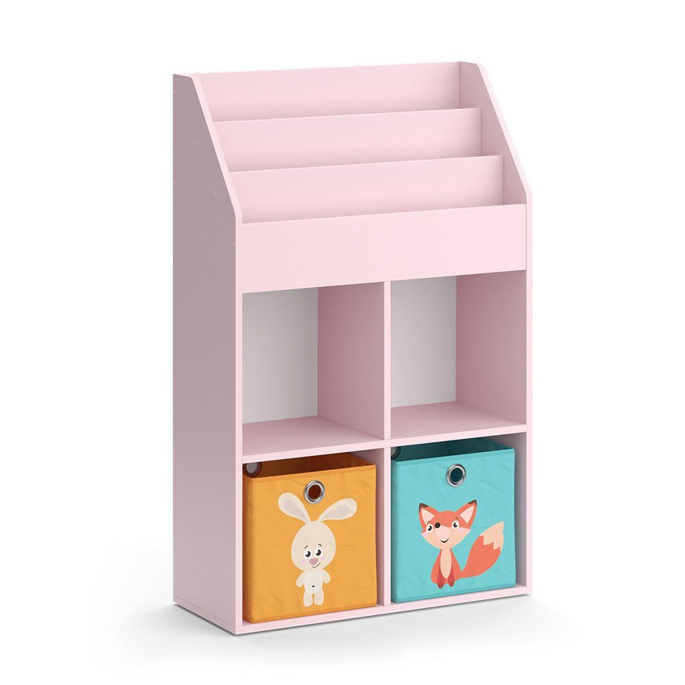 Vicco Bücherregal Luigi, Rosa, 72 x 114.2 cm mit 6 Faltboxen (bunt)