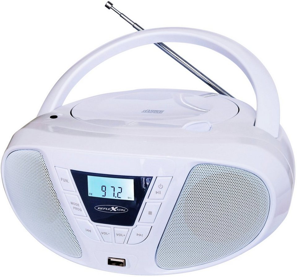 Reflexion CDR614U Boombox (UKW PLL Stereo Radio, 16,00 W,  Programmier-Funktion (CD: 20 Tracks), USB für MP3-Wiedergabe, Boombox),  Wiedergabe von CD, CD-R & CD-RW / USB für MP3-Wiedergabe