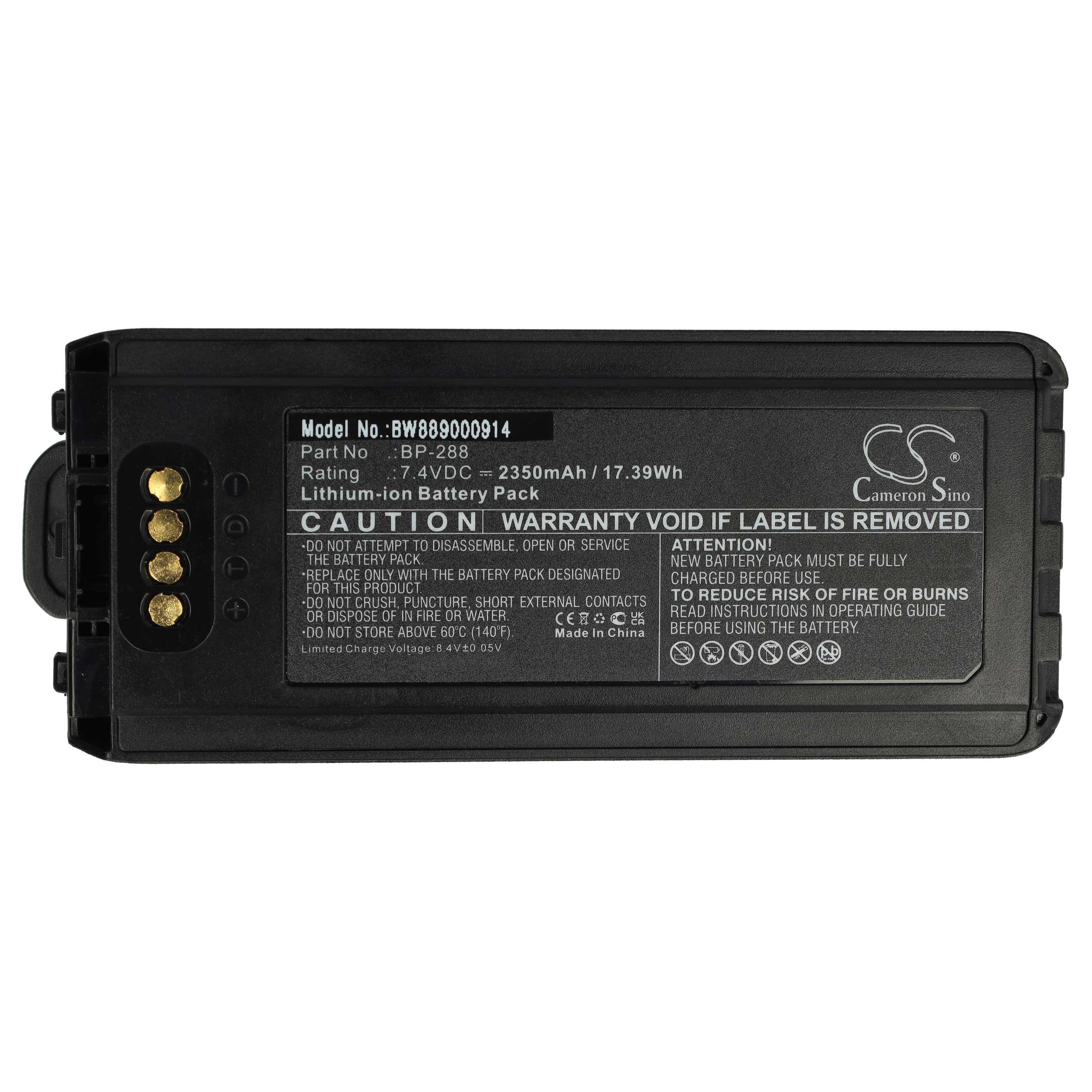 vhbw Akku Ersatz für Icom BP-288 für Walkie Talkie (2350 mAh, 7,4 V, Akku Akku Li-Ion 2350 mAh (7,4 V, 2 St), Leistungsfähige Austausch-Akkus für Ihr Funkgerät, Walkie-Talkie
