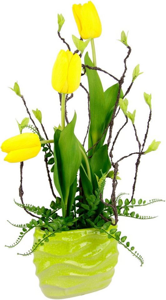 Kunstblume Tulpen, I.GE.A., Höhe 60 cm, Im Topf aus Keramik Gesteck  Künstliche Frühlingsblume