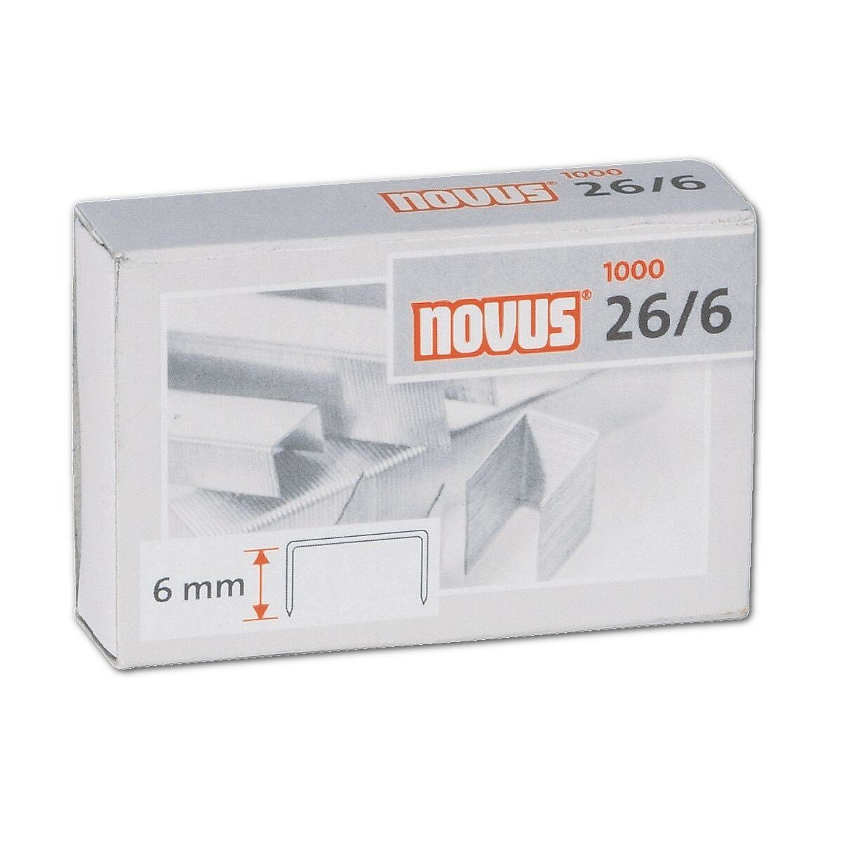 NOVUS Heftklammer 26/6, 1.000 Stück/Pack, Heftleistung 30 Blatt