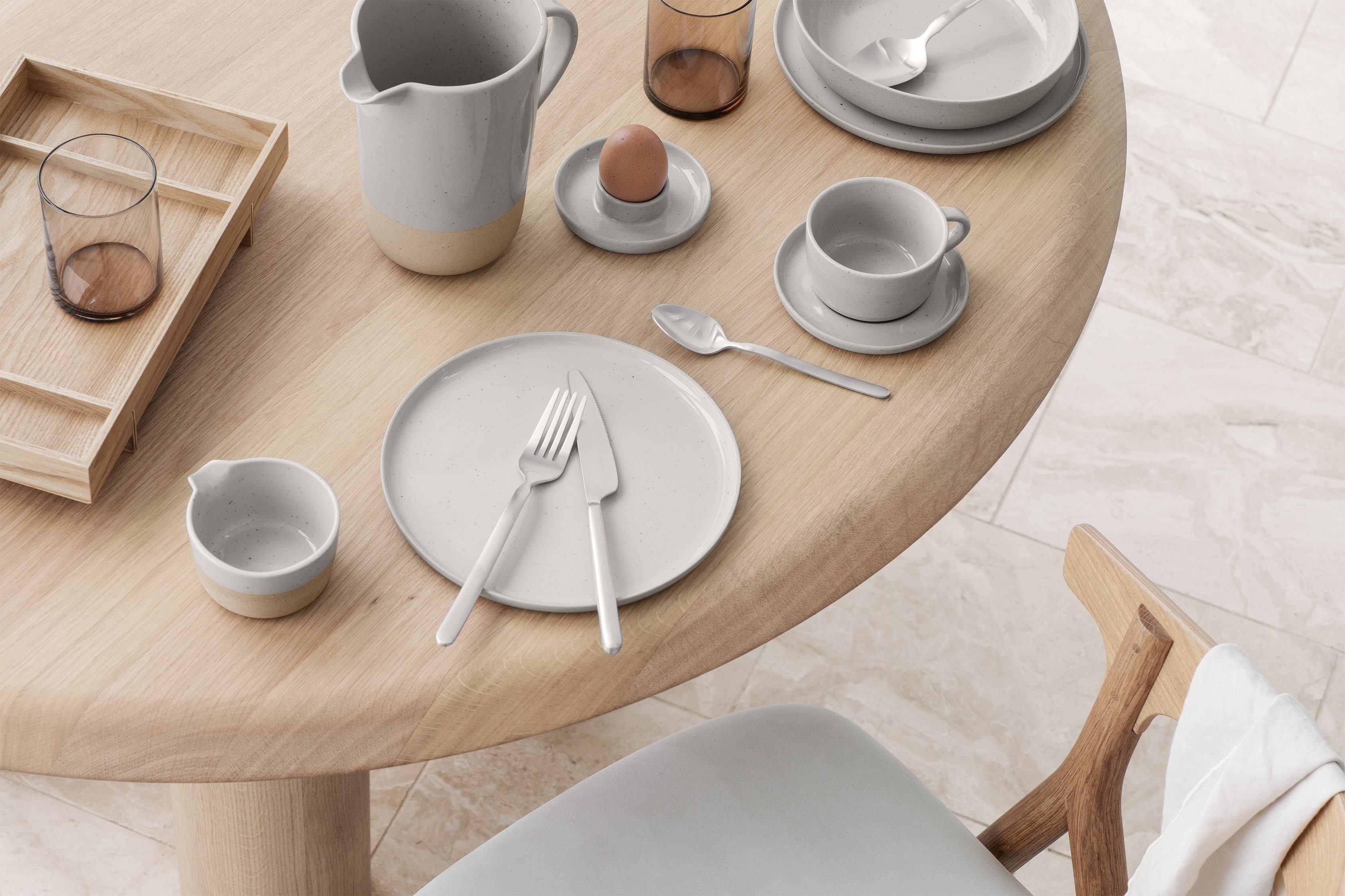 blomus Eierbecher -PILAR- 2er Set mit Ablage, Eierhalter, Eierständer, stapelbar, (SET, 2-tlg., 2 Eierbecher), Keramik, Spülmaschinenfest