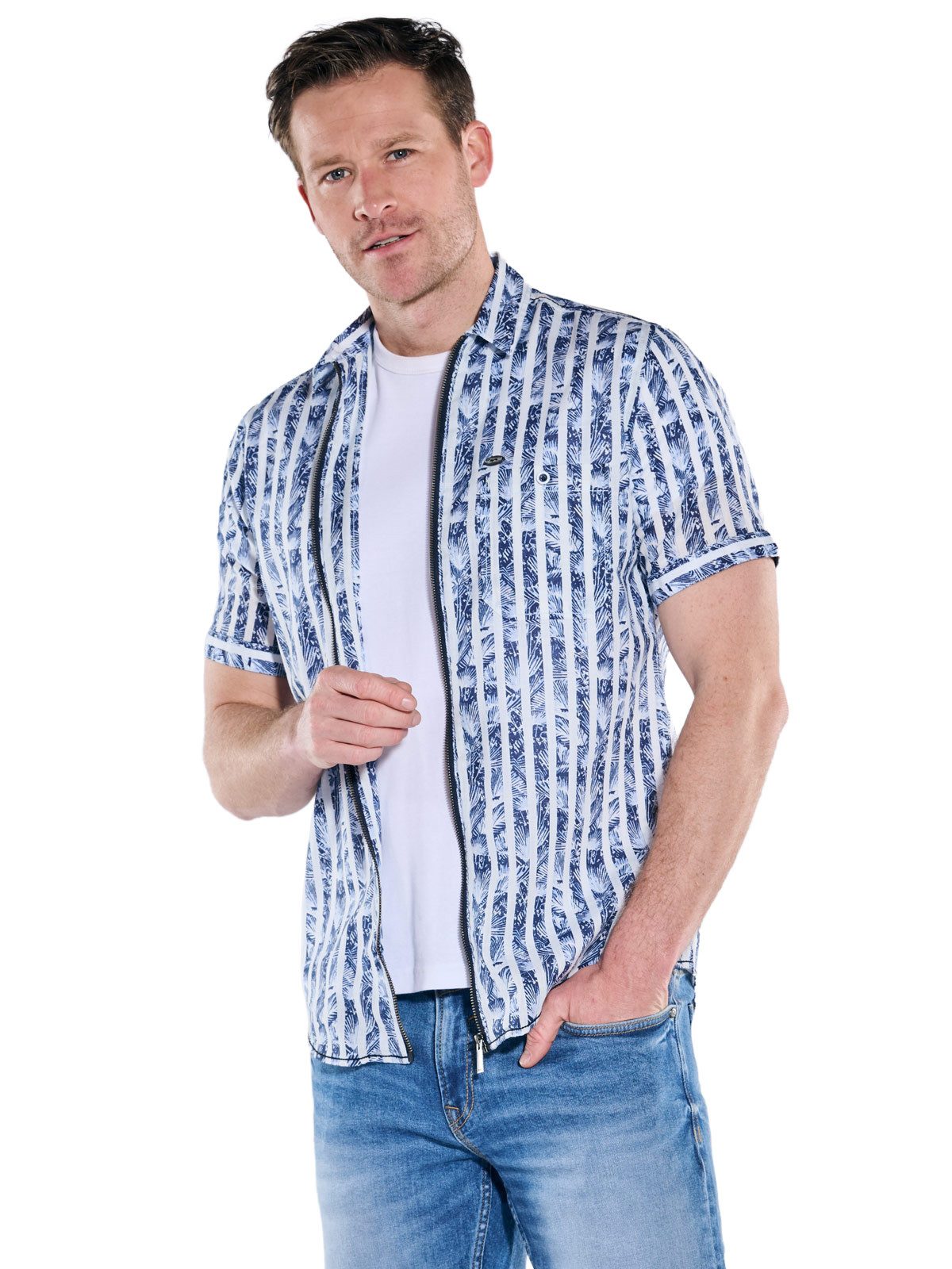 Engbers Kurzarmhemd Herren Hemd gemustert, Marineblau günstig online kaufen