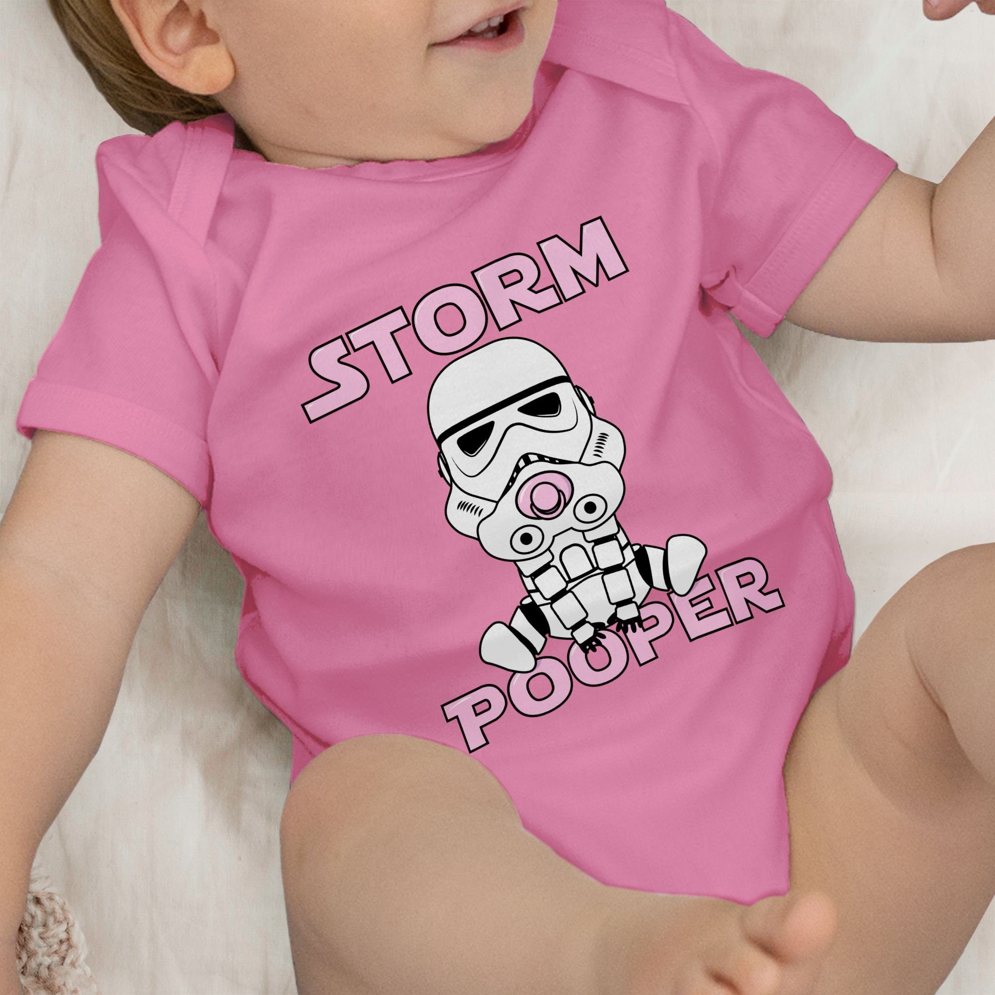 Baby Shirtbody Storm Pooper Pink Sprüche 1 I Shirtracer