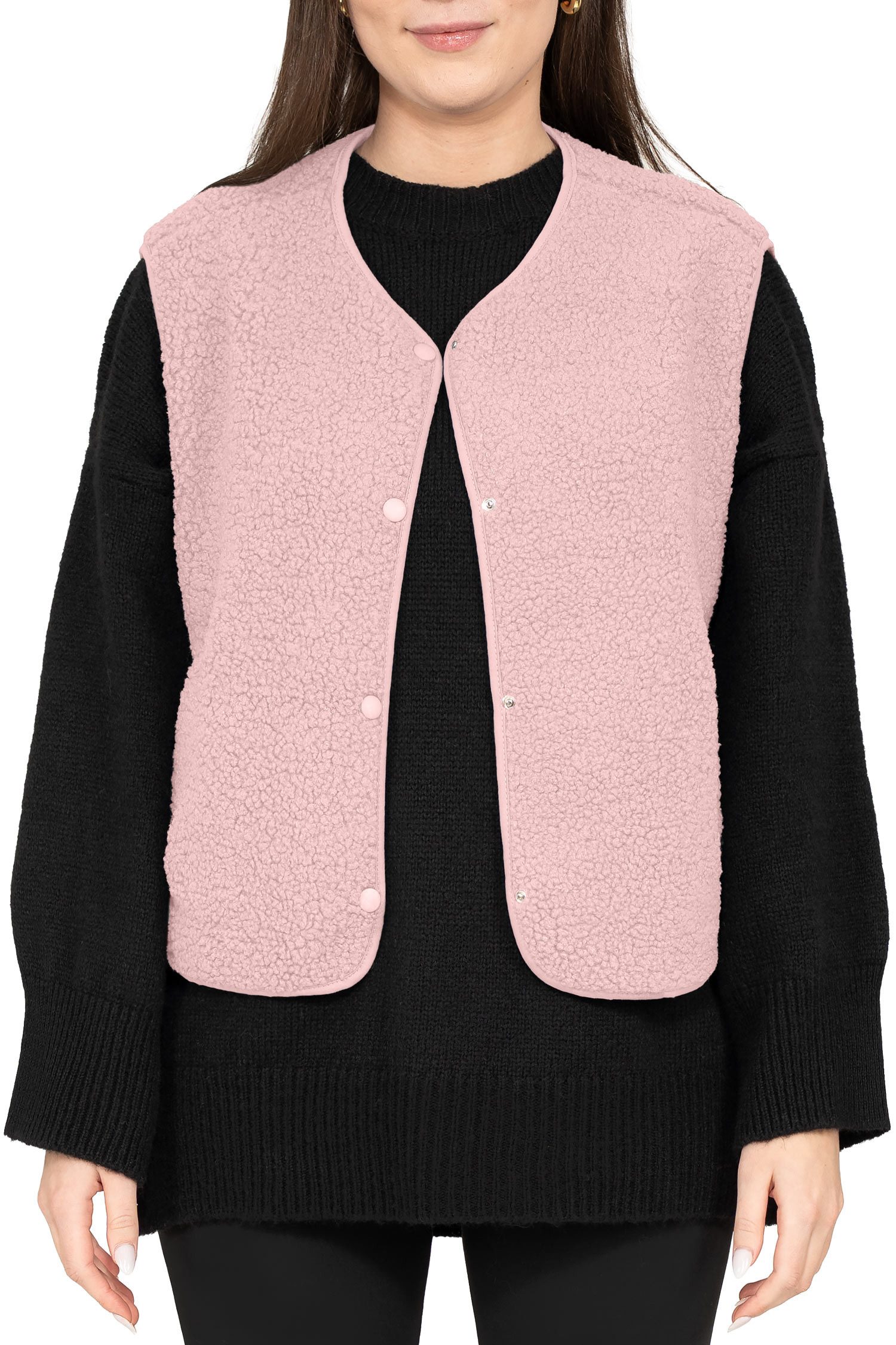 Reichstadt Plüschweste Damen Relaxed Fit Teddy Weste 25RSW098 (1-tlg) Modische ärmellose Jacke in angesagter Teddy-Optik