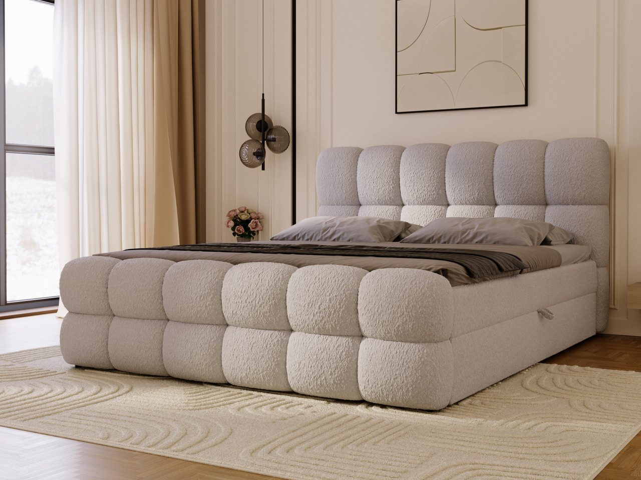 GrainGold Boxspringbett Modo (Set, Boxspringbett, Bettkästen, Topper), mit zwei Bettkästen und Topper, Bonell-Matratze