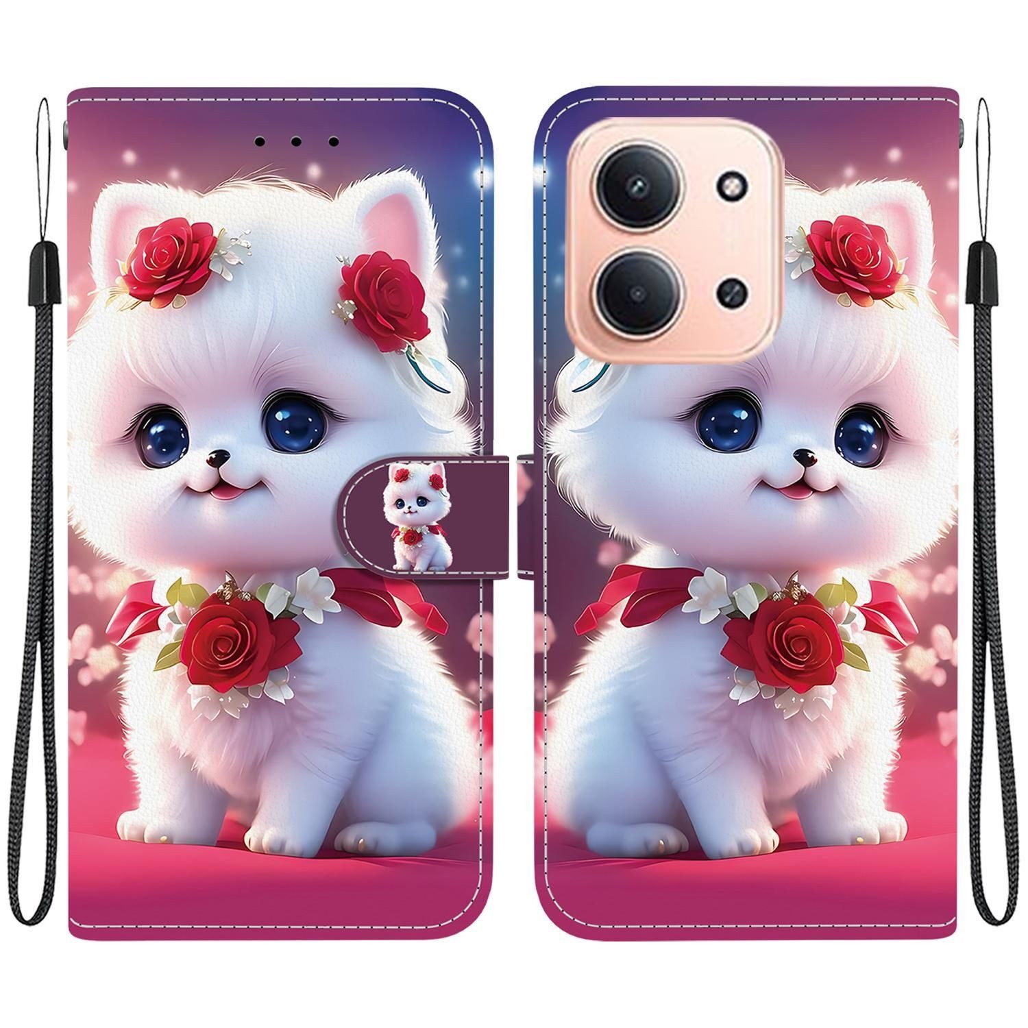 Wigento Smartphone-Hülle Für Xiaomi Redmi 15C 5G / 4G / Poco C85 Design Kunstleder Wallet Hülle, Kunst-Leder Schutzhülle magnetischer Verschluss