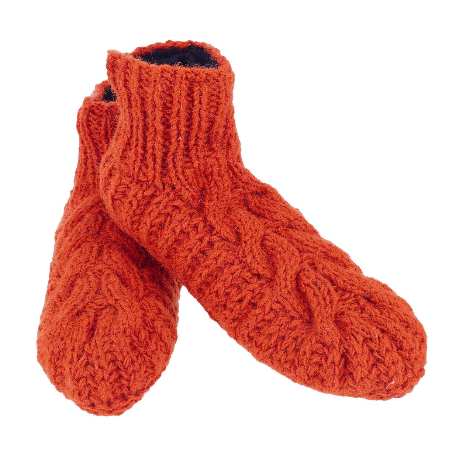 Haussocken Wollhausschuhe, handgestrickte Hüttenschuhe,..