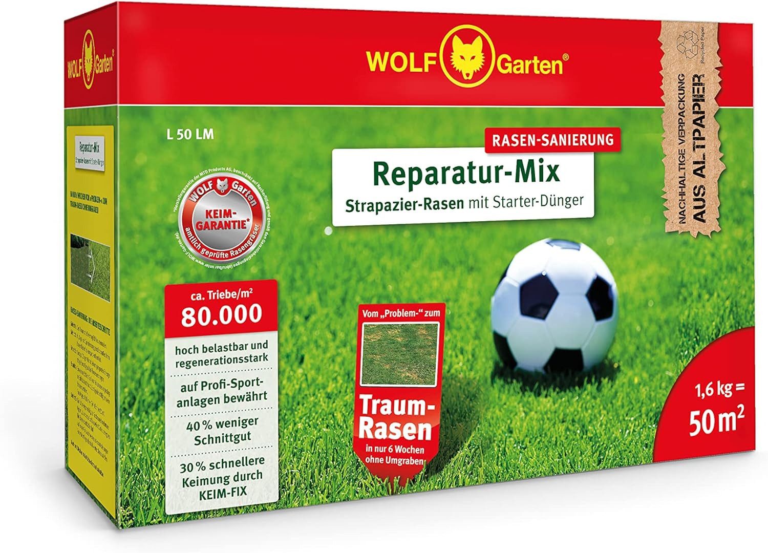 Rasendünger Reparatur-Mix Strapazier-Rasen mit Starter-Dünger L 50 LM für 50m²